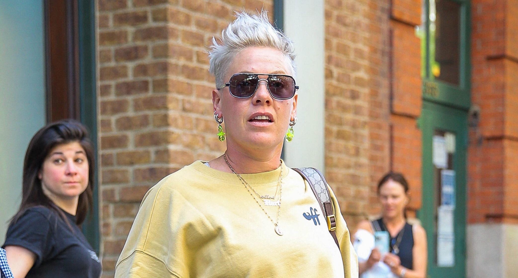 Pink was spotted leaving her hotel in New York City