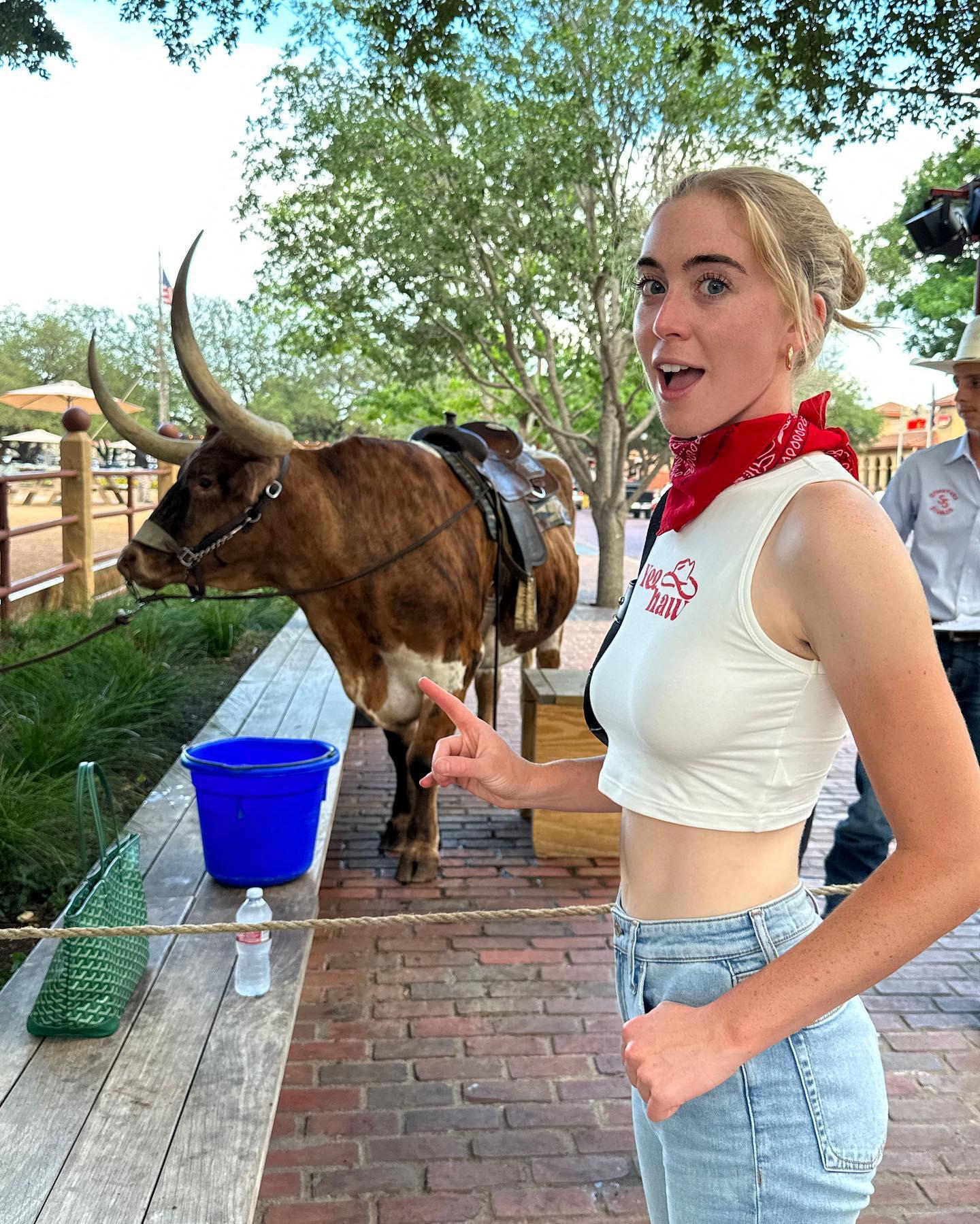 Golfer Grace Charis In Tiny Crop Top Visits A Rodeo in Texas