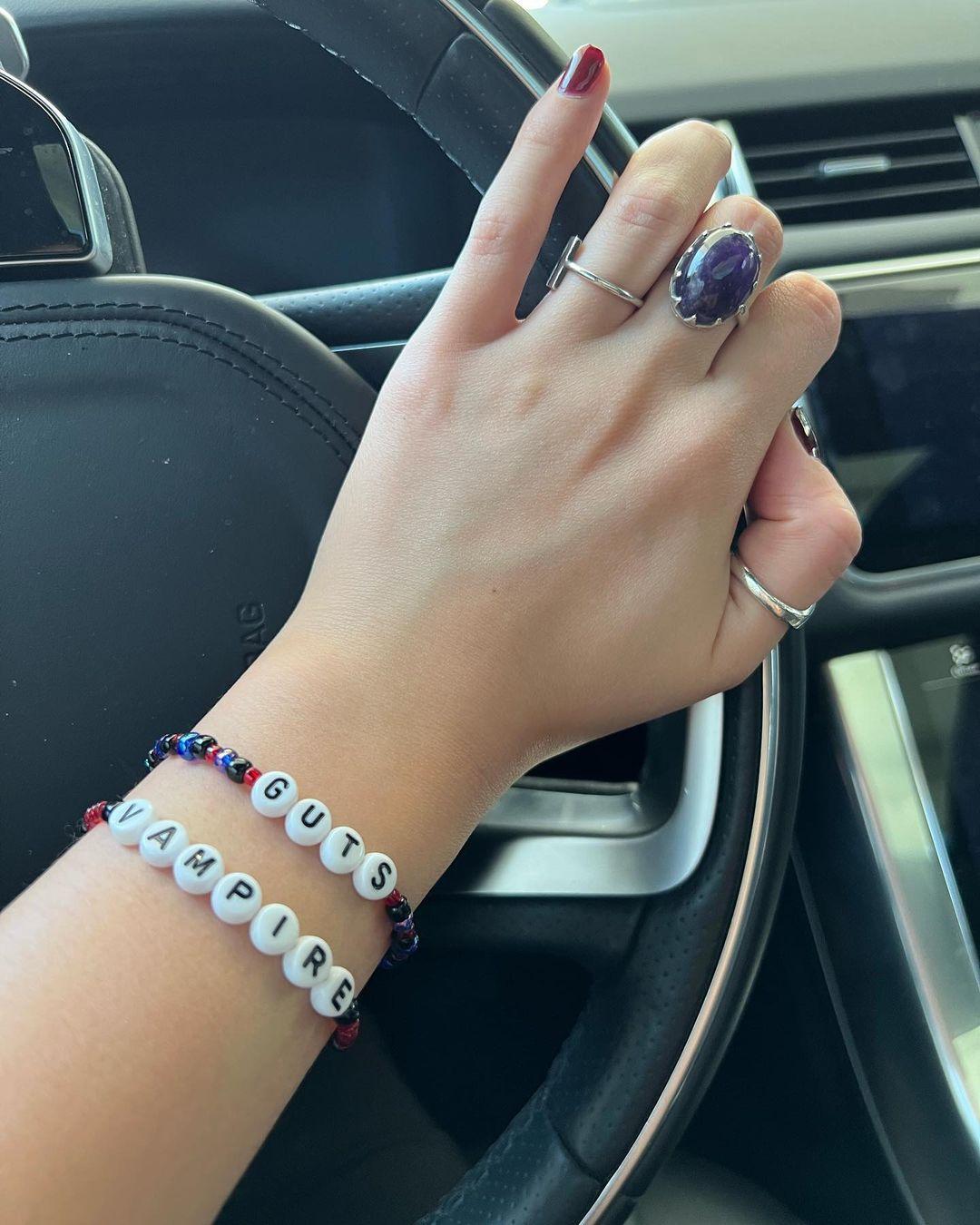 Olivia Rodrigo's beaded bracelets for "vampire"