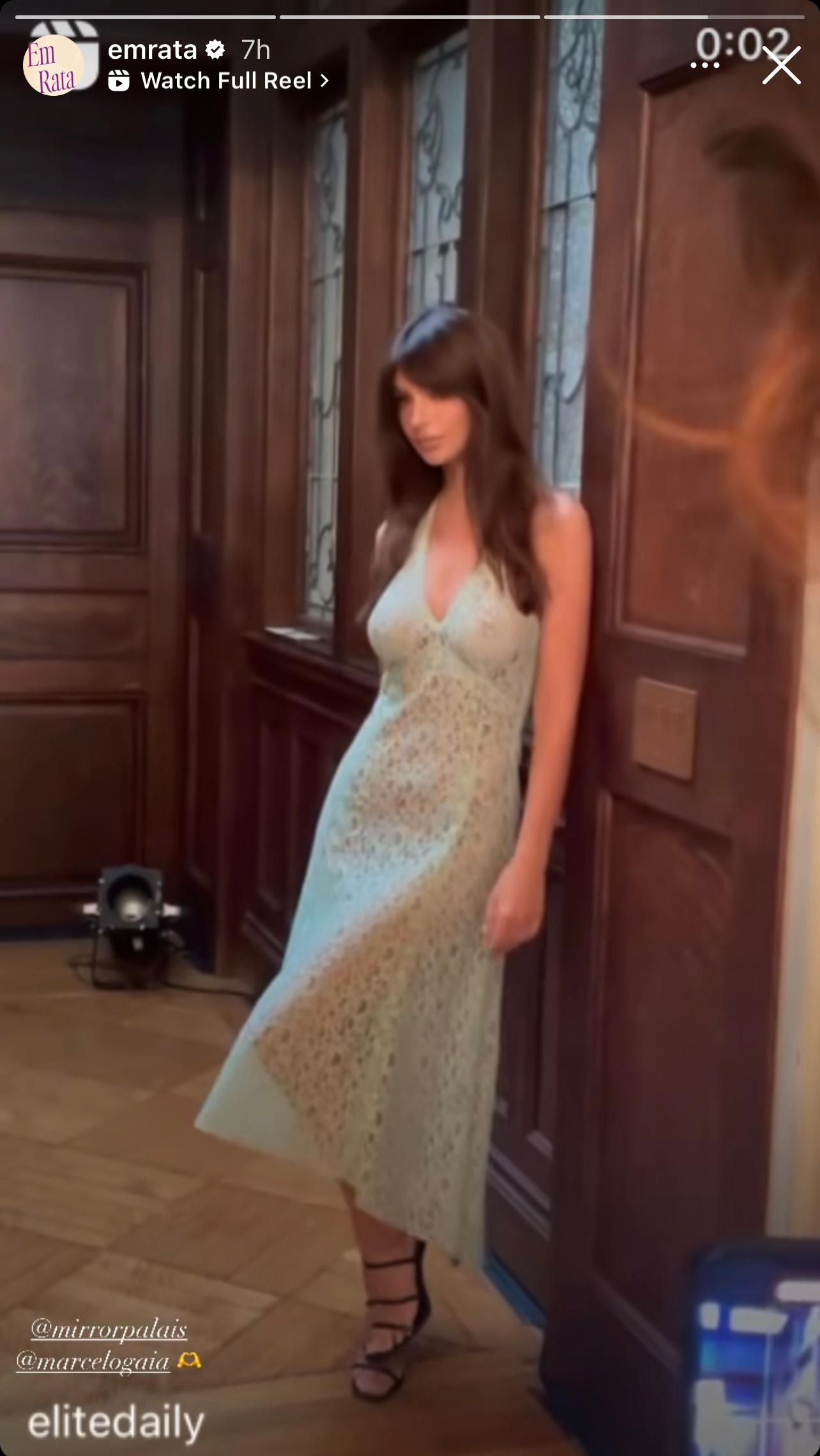 Emily Ratajkowski Poses For Cameras Wearing Nothing But A See-Through Gown