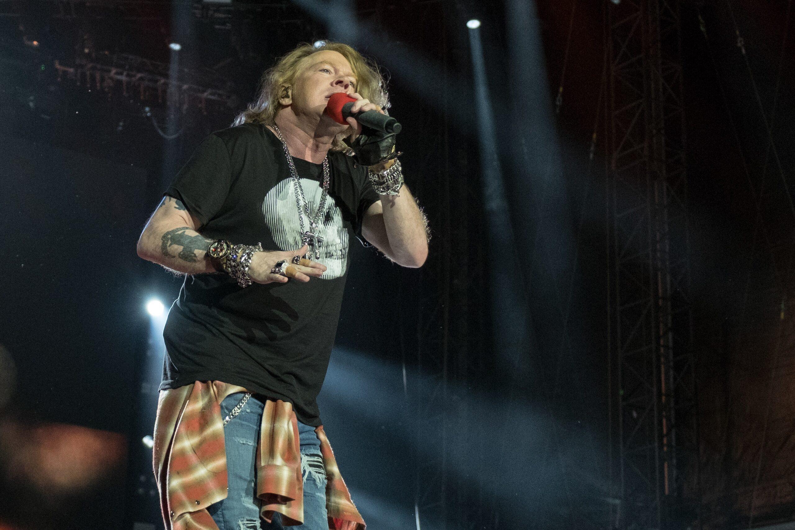 Axl Rose performing in Chicago in 2017.