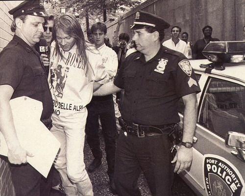 Axl Rose being arrested for the St. Louis riot at a GNR show
