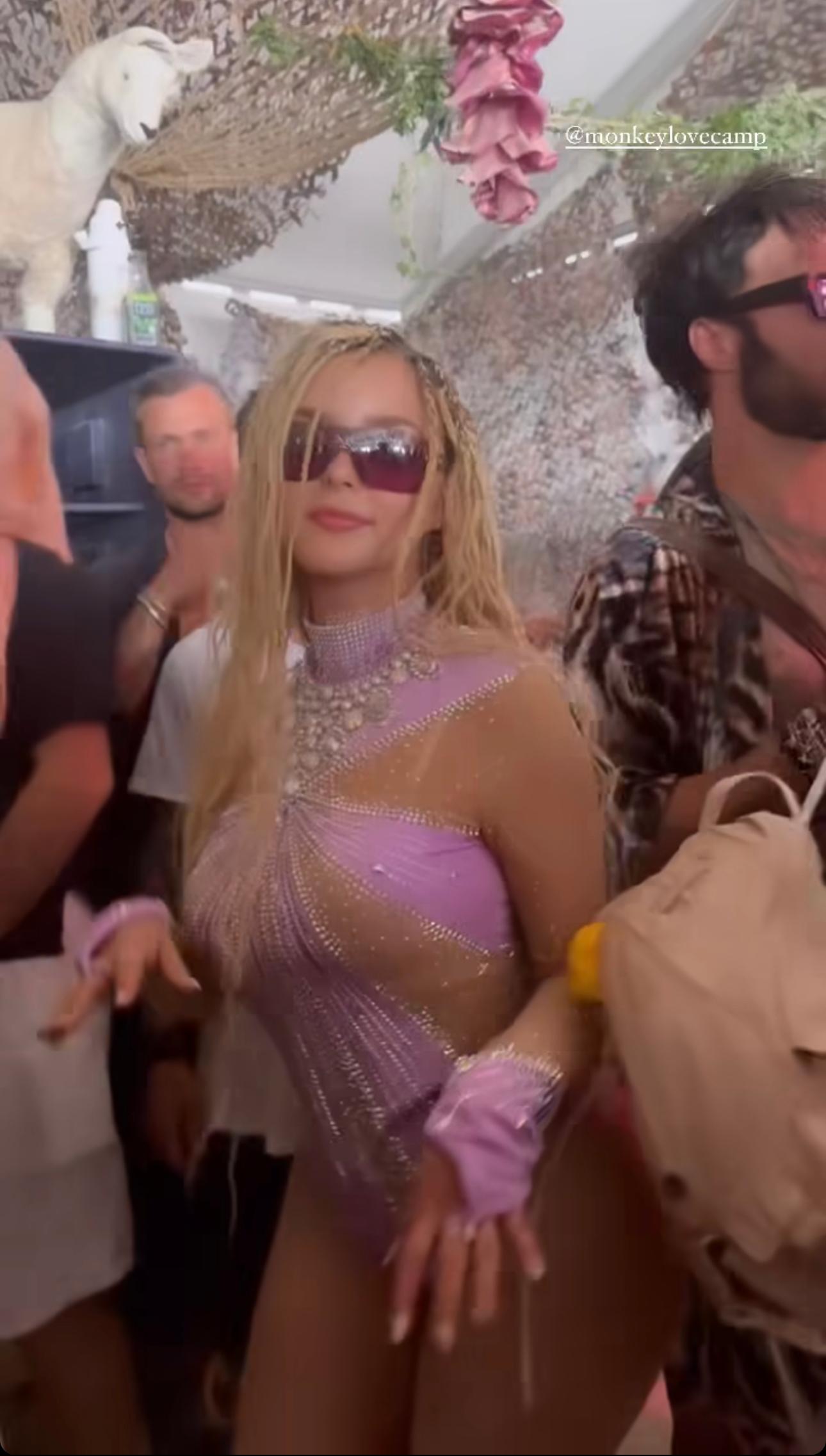 Demi Rose dancing at Burning Man 2023.