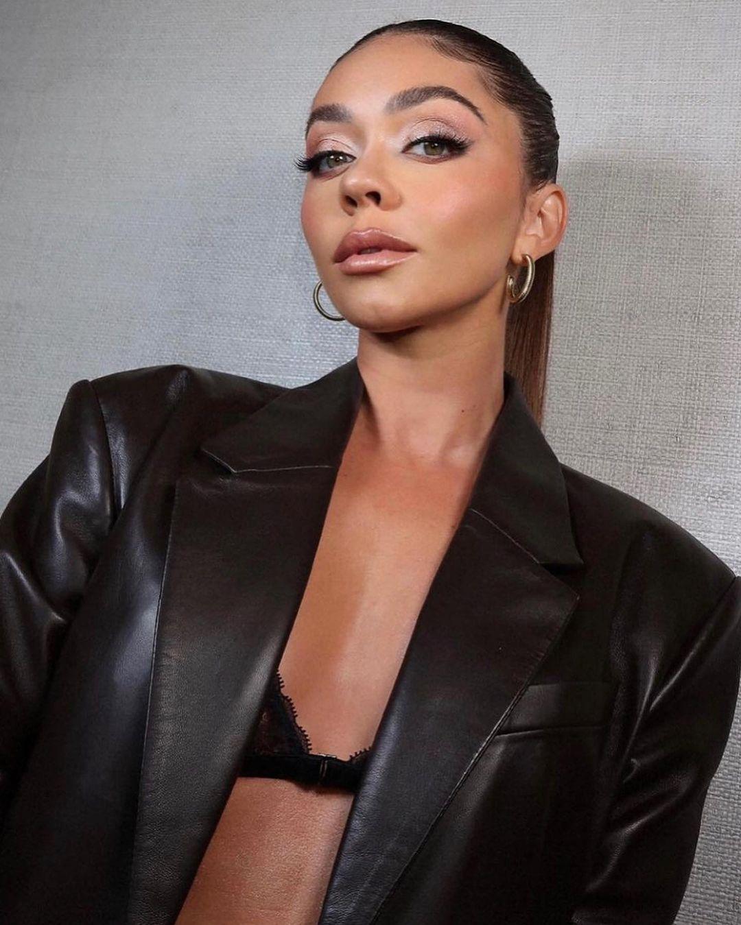 Sarah Hyland stuns in all leather look for NYFW