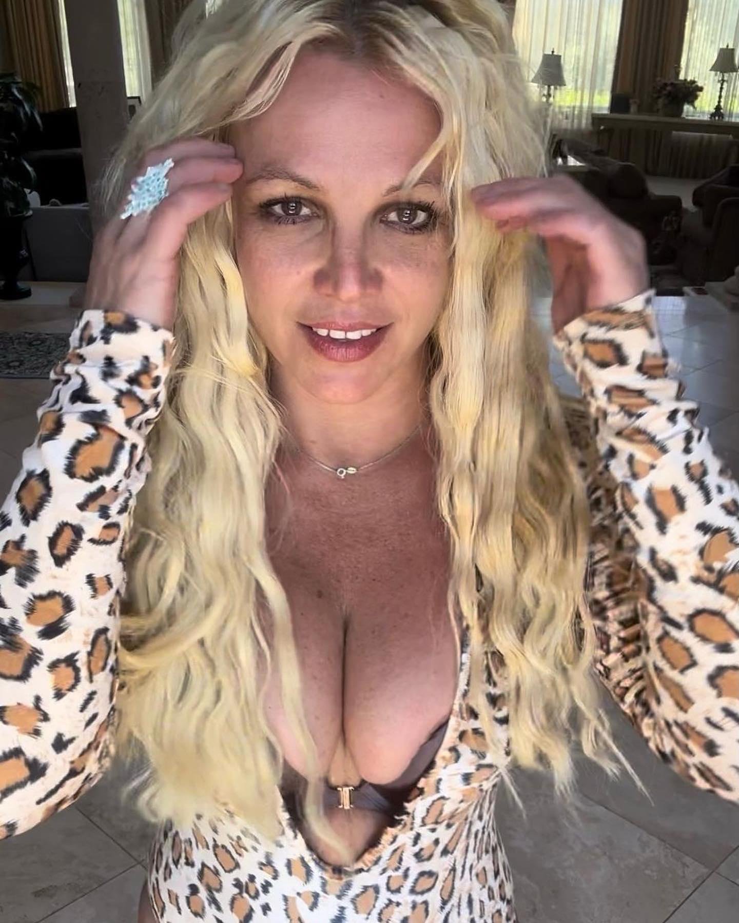 Britney Spears in animal-print