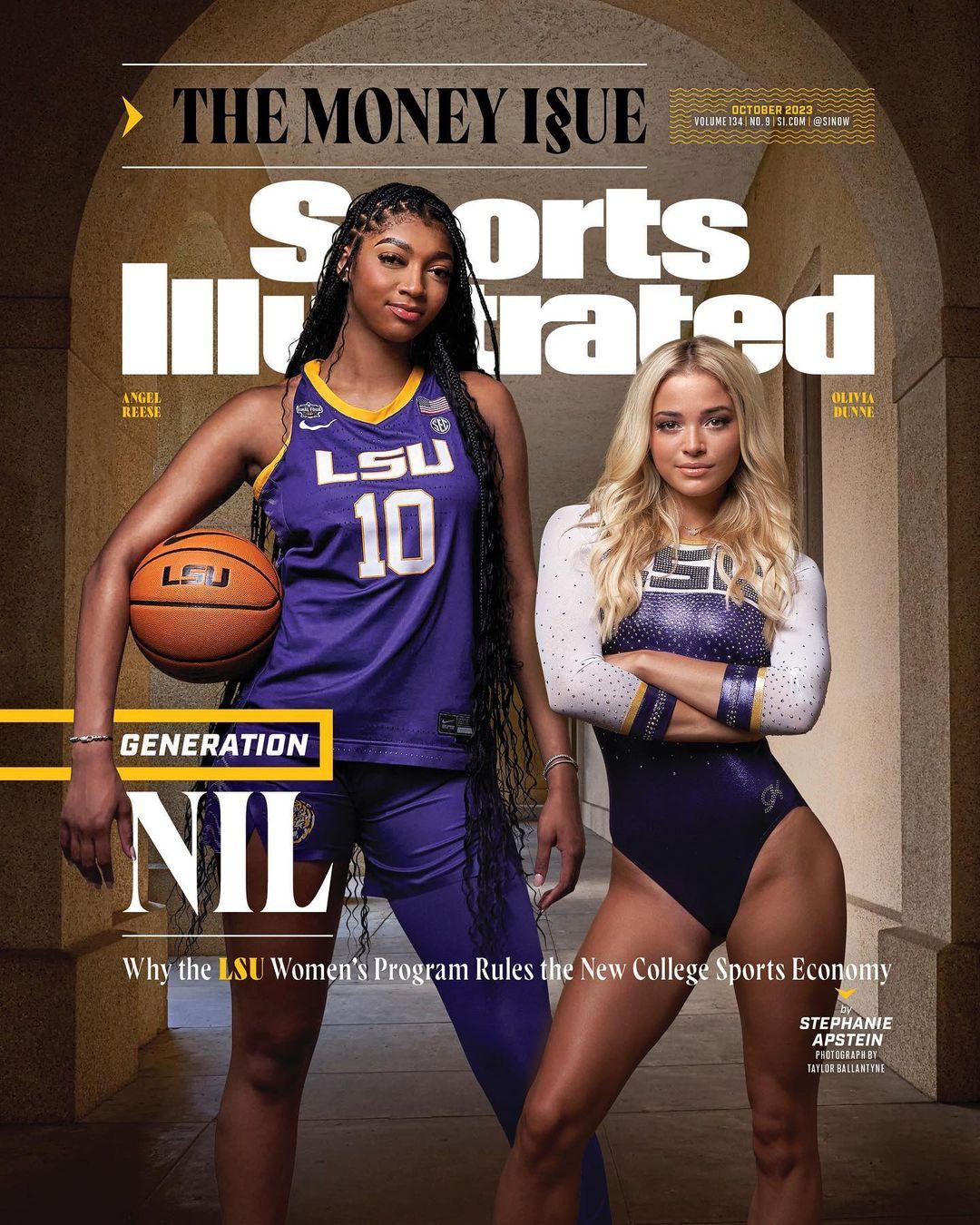 Angel Reese and Olivia Dunne grace the cover of Sports Illustrated's October Issue.