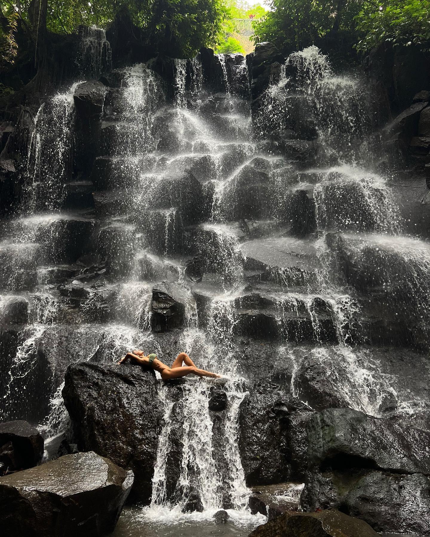 Mariana Morais In Tiny Drawstring Is Chasing Waterfalls In Bali
