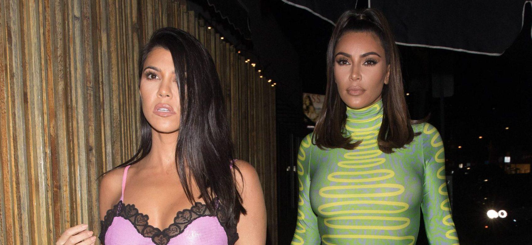 Kim Kardashian and Kourtney Kardashian are both spotted arriving to The Nice Guy in West Hollywood