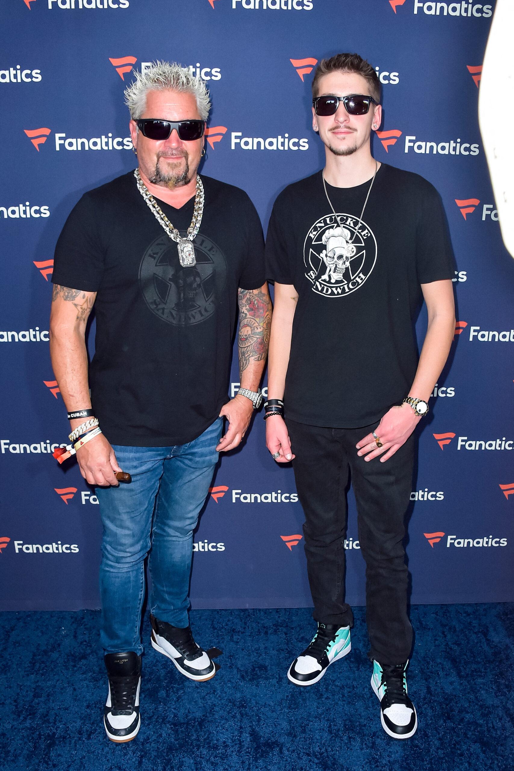 Guy Fieri and son Hunter attends Fanatics Superbowl Party at 3Labs in Culver City