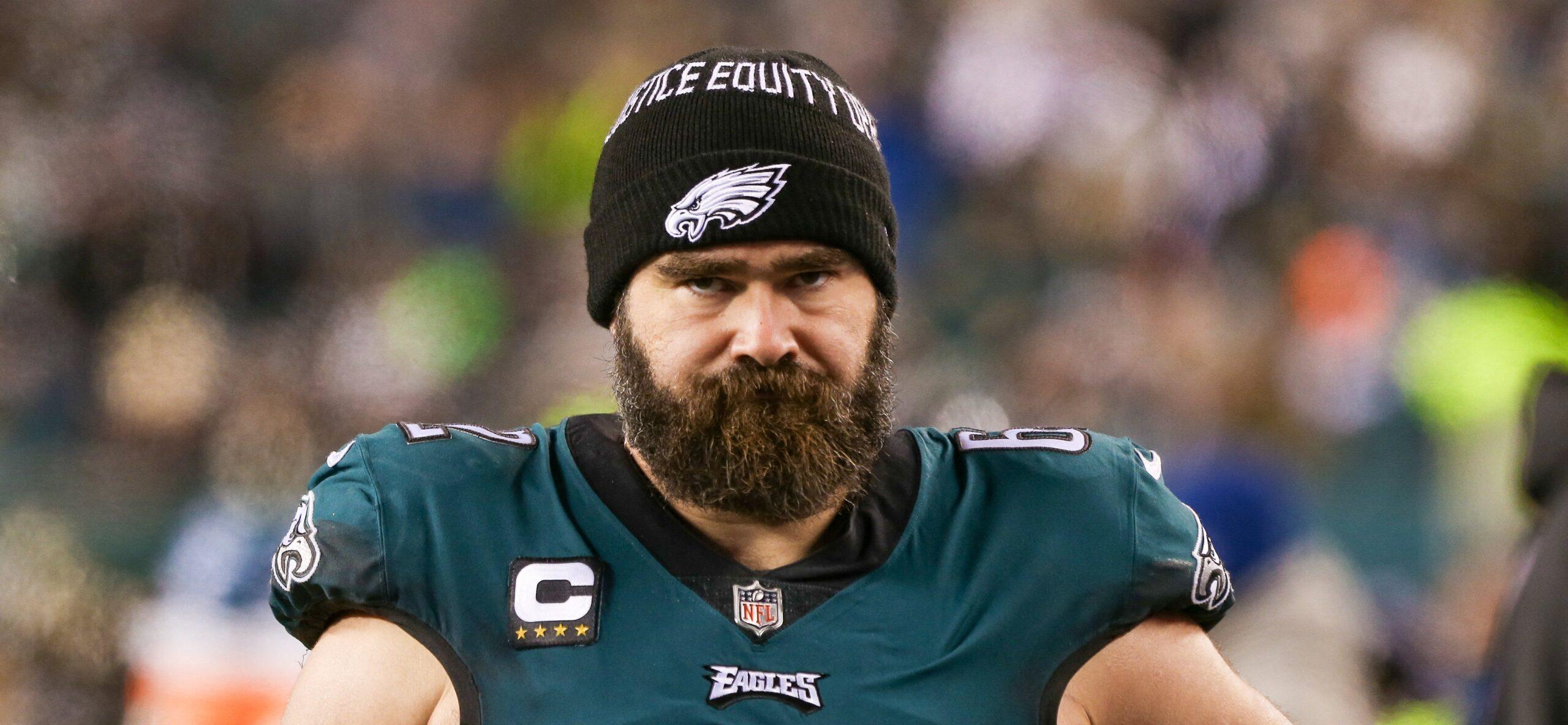 Jason Kelce (62) on the sidelines during the game against the Dallas Cowboys on January 8, 2022 at Lincoln Financial Field.