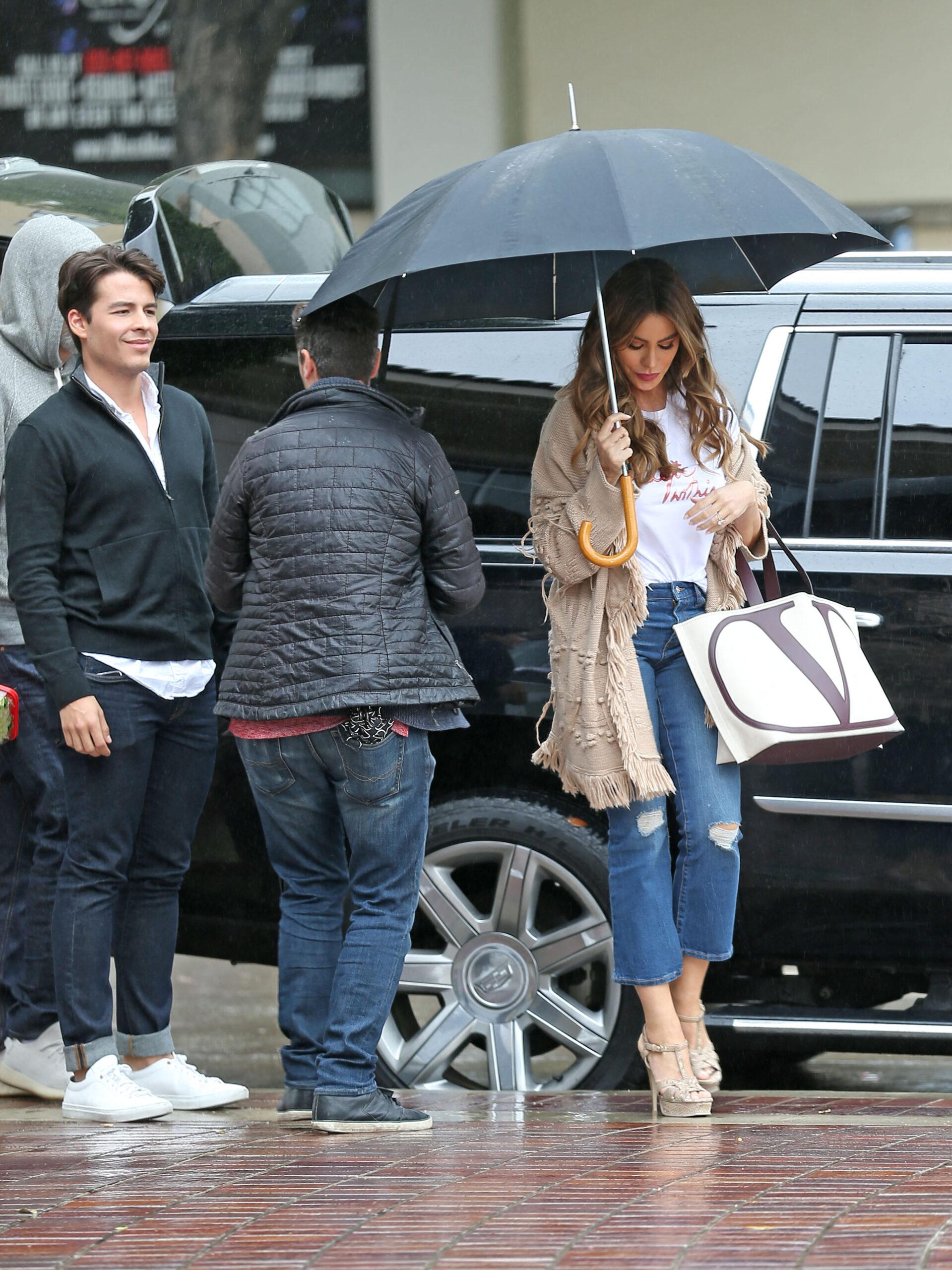 Sofia Vergara arrives at Americas got Talent in Los Angeles with son Manolo