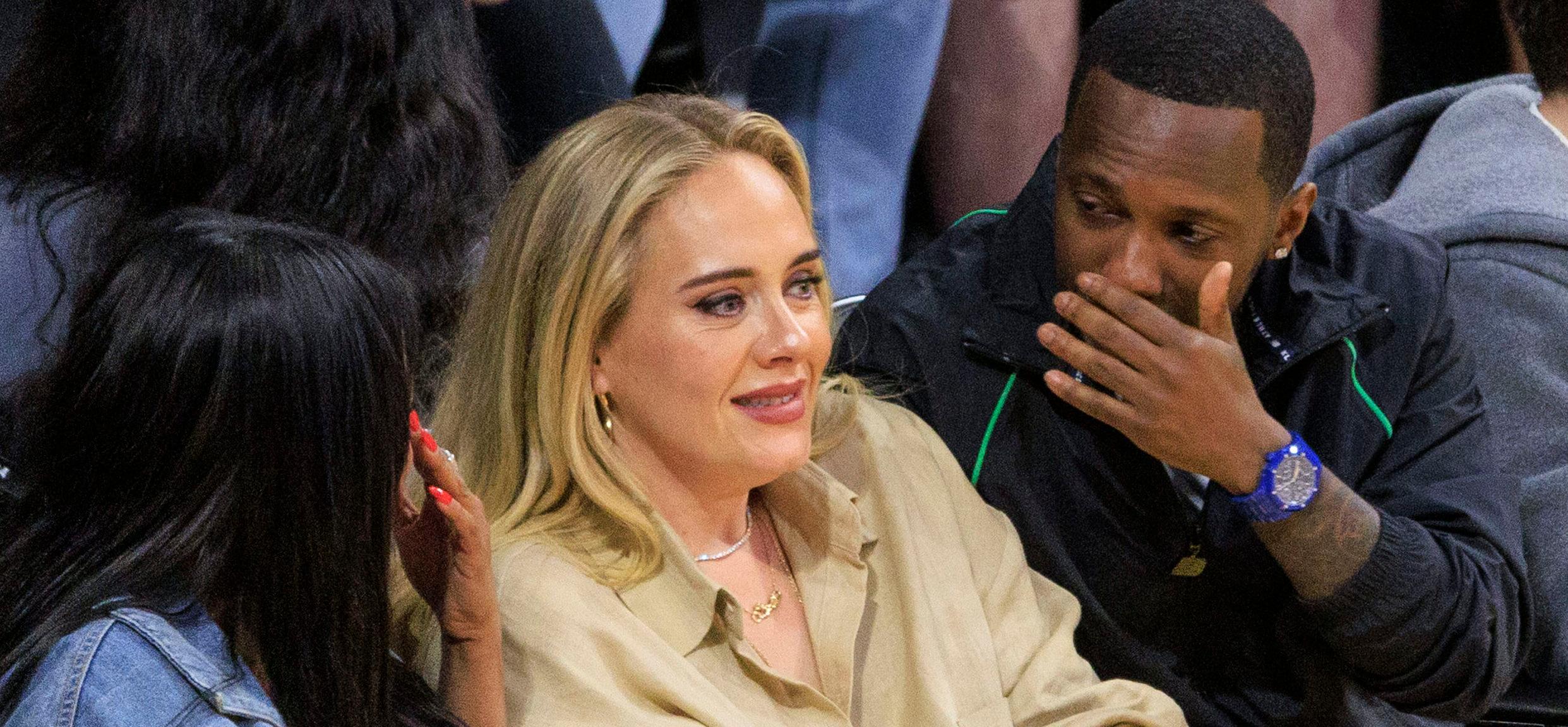 Adele and Rich Paul at Lakers vs Warriors Game 3