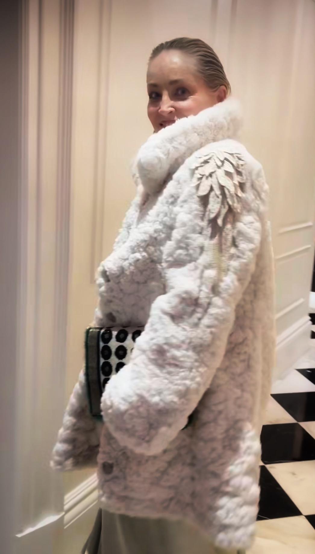 Sharon Stone in Max Alexander coat