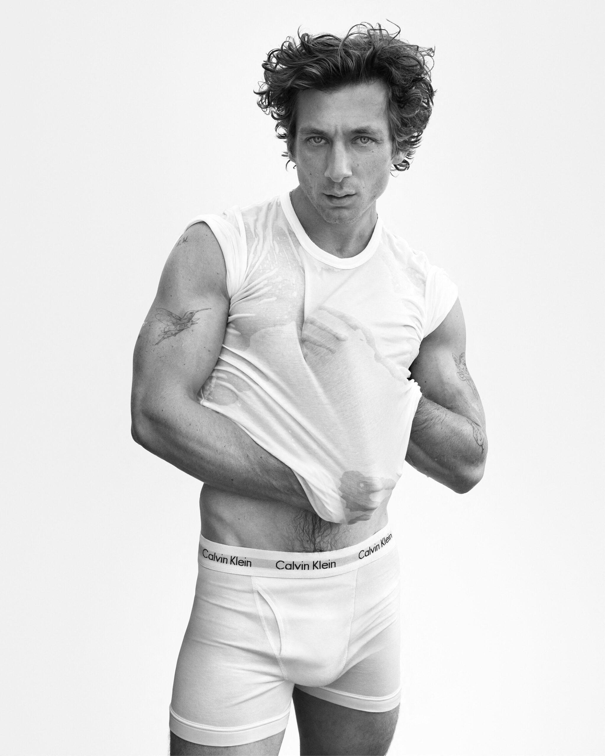 *MANDATORY CREDIT - Mert Alas/Calvin Klein/MEGA. Jeremy Allen White is hunky in Calvin Kleins as the iconic underwear brand's newest model. 'The Bear' star shows off his chiseled abs in these striking images showing the collaboration, and shot by Mert Alas. The Brooklyn-born 32-year-old launched his partnership with the set of steamy photos wearing the brand's signature white briefs and revealing his shredded physique. A native New Yorker, he was shot in his hometown in a series of stills and videos that the brand aims to "showcase his connection to the city and amplify his empowered energy in its most iconic styles". The Spring 2024 men?s Underwear collection refreshes classic Calvin Klein designs with new logo treatments and materials for stylish, everyday comfort. New Intense Power, Micro Stretch and Micro Mesh styles are aimed to marry bold design with innovative fabrication for sleek and comfortable looks, while essential Modern Cotton and Cotton Stretch underwear are designed to provide an iconic base to every wardrobe. Across the Spring 2024 collection, Calvin Klein?s minimalist essentials are said to be presented with "modern innovation and sensuality in its purest form". *MANDATORY CREDIT - Mert Alas/Calvin Klein/MEGA. 04 Jan 2024 Pictured: Jeremy Allen White. Photo credit: Mert Alas/Calvin Klein/MEGA TheMegaAgency.com +1 888 505 6342 (Mega Agency TagID: MEGA1078355_002.jpg) [Photo via Mega Agency]