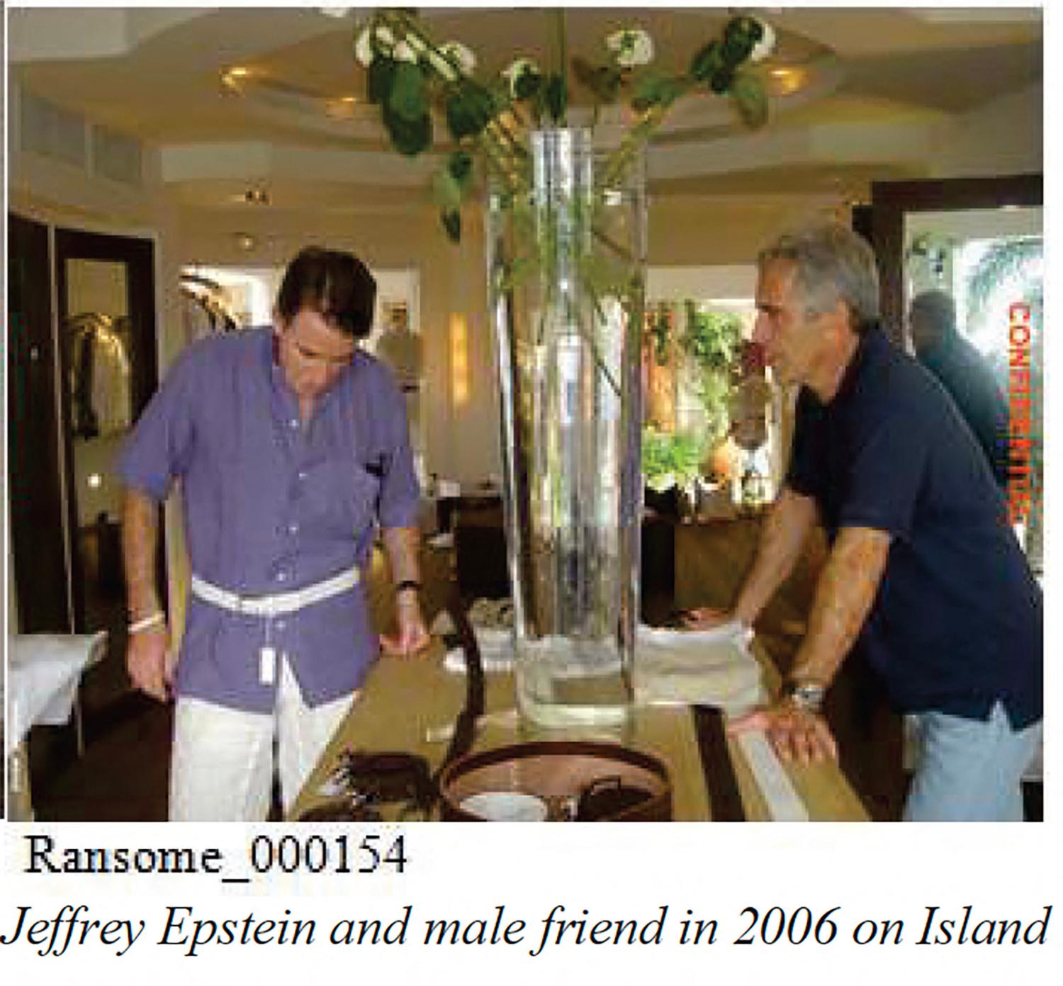 Jeffrey Epstein and friend on the island in 2006