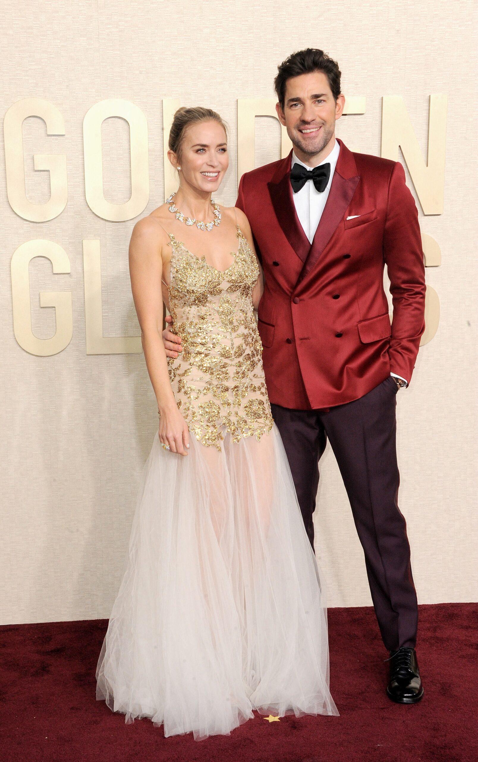 Emily Blunt and John Krasinski at the 81st Annual Golden Globe Awards - Arrivals
