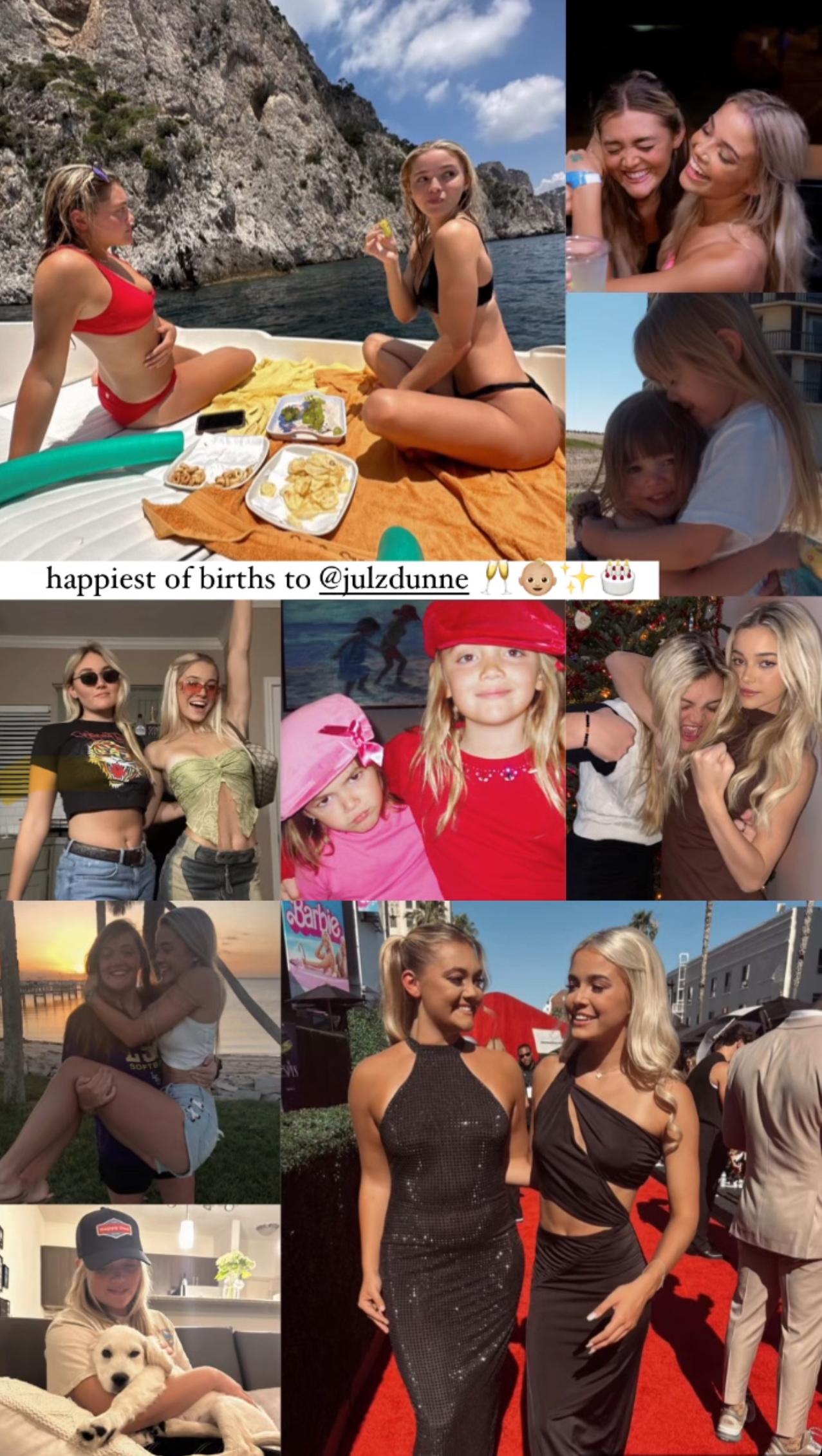 Olivia Dunne's collage for her sister Julz's birthday.
