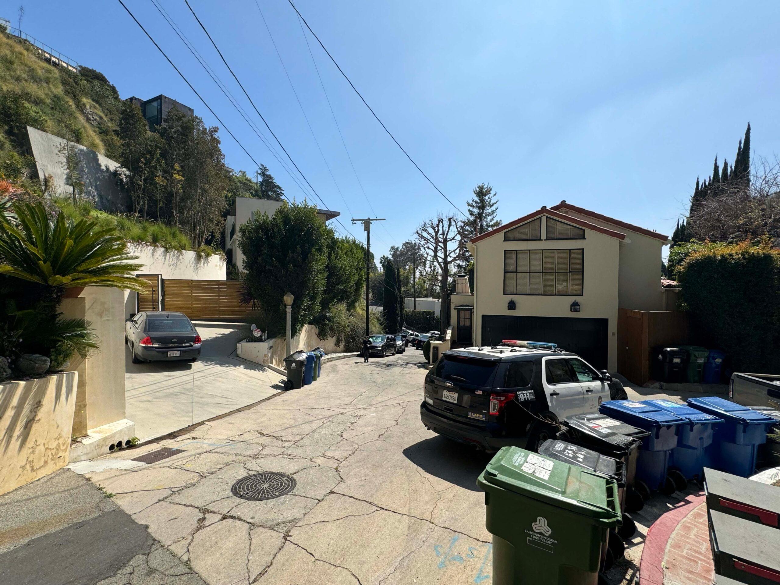 LAPD officers have their guns drawn at the home of 'SELLING SUNSET' Christine Quinn, according to witnesses a police were shouting 'Come out with your hands up'.
