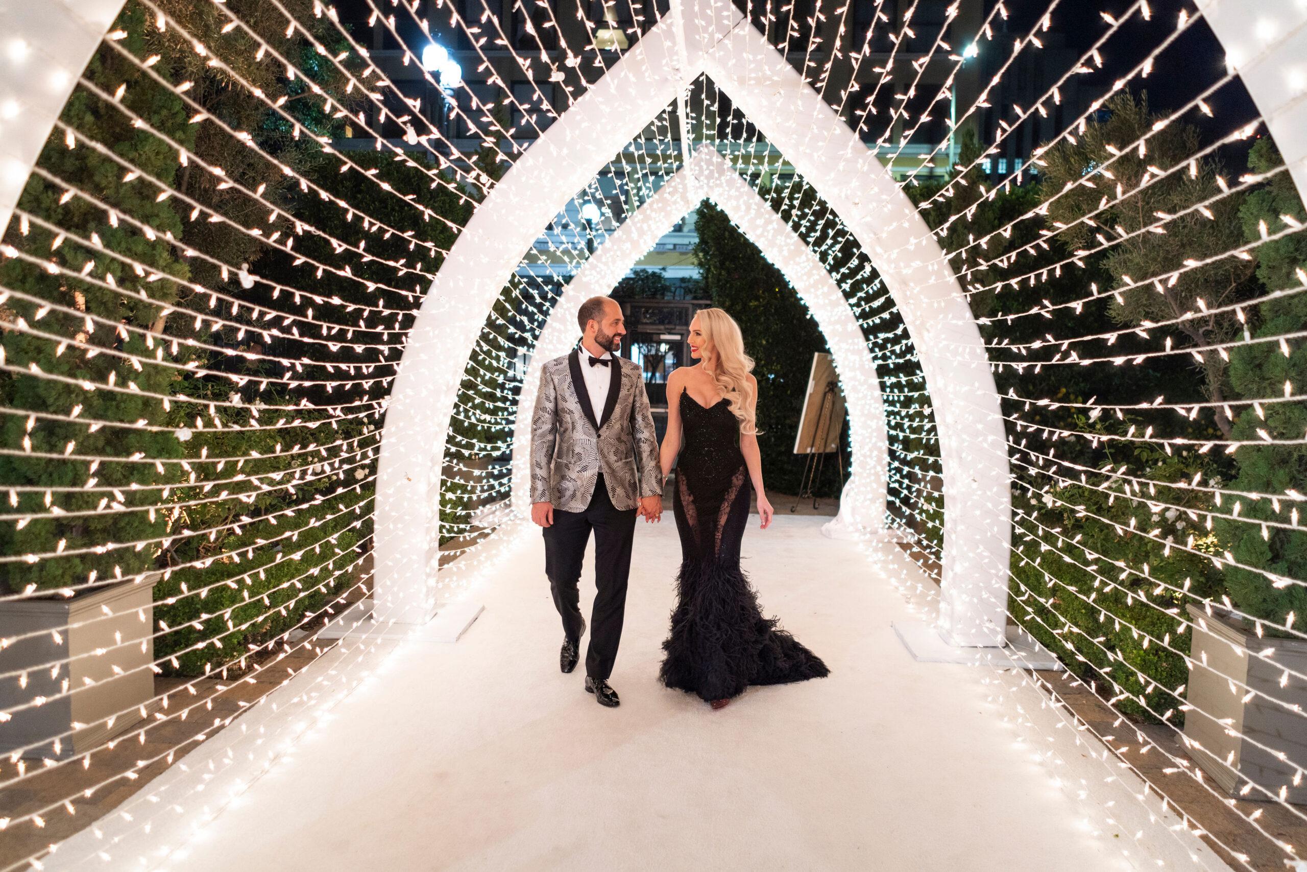 Christine Quinn and Christian Richard's winter wonderland wedding, complete with live swans (while bride wore black gown and battled coronavirus)