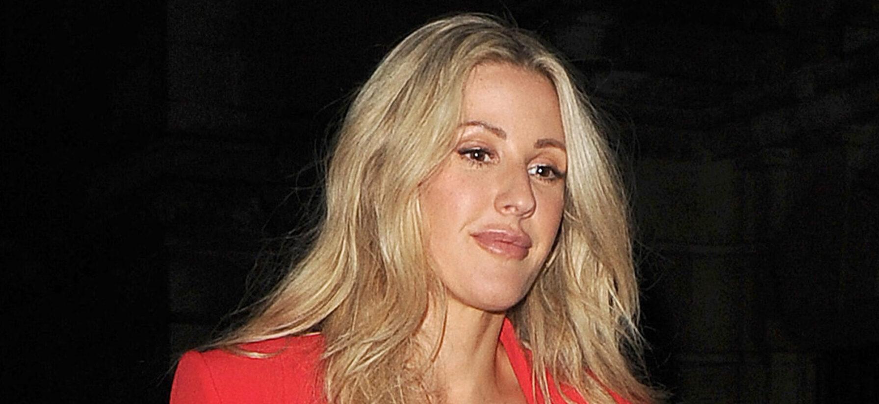 Ellie Goulding leaving The Victoria &amp; Albert Museum, having performed a private gig there. Ellie wore a red cape, red boots and red hot pants, as well as a red lace bra. She was joined by her husband Caspar Jopling