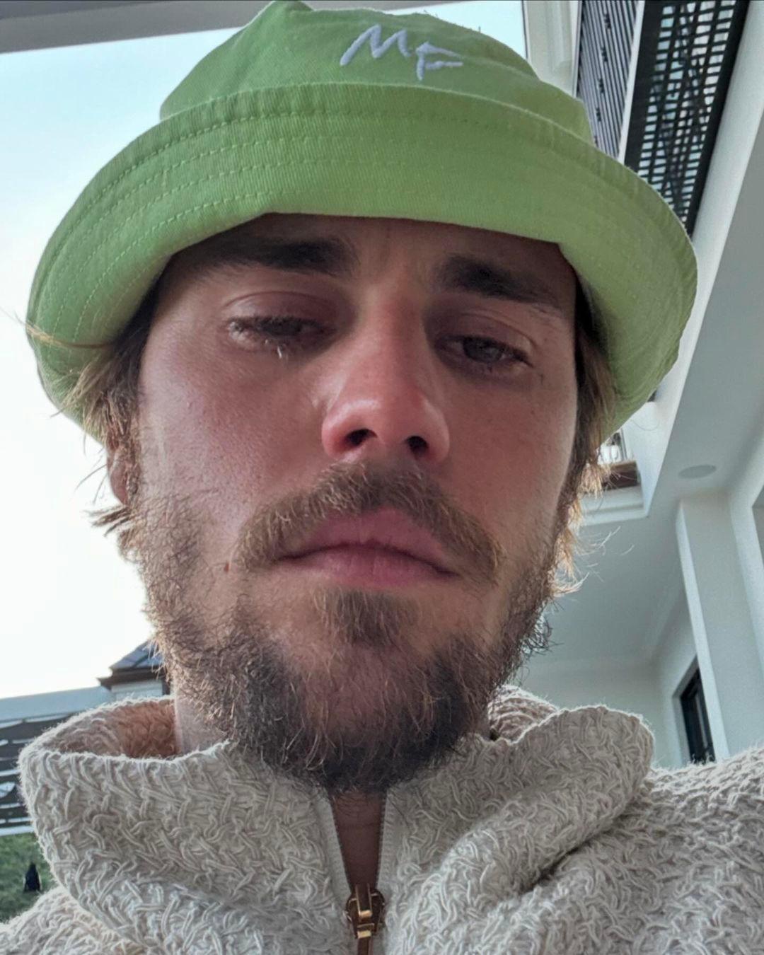 Justin Bieber shared an emotional crying selfie