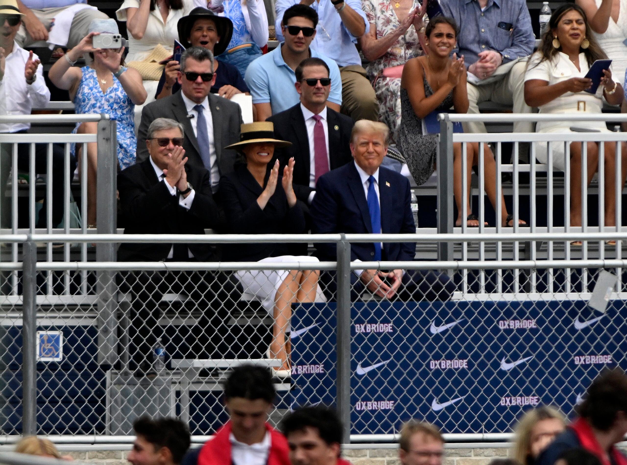 Barron Trump graduates from Oxbridge Academy with parents Donald Trump and Melania Trump watching in West Palm Beach, Florida.