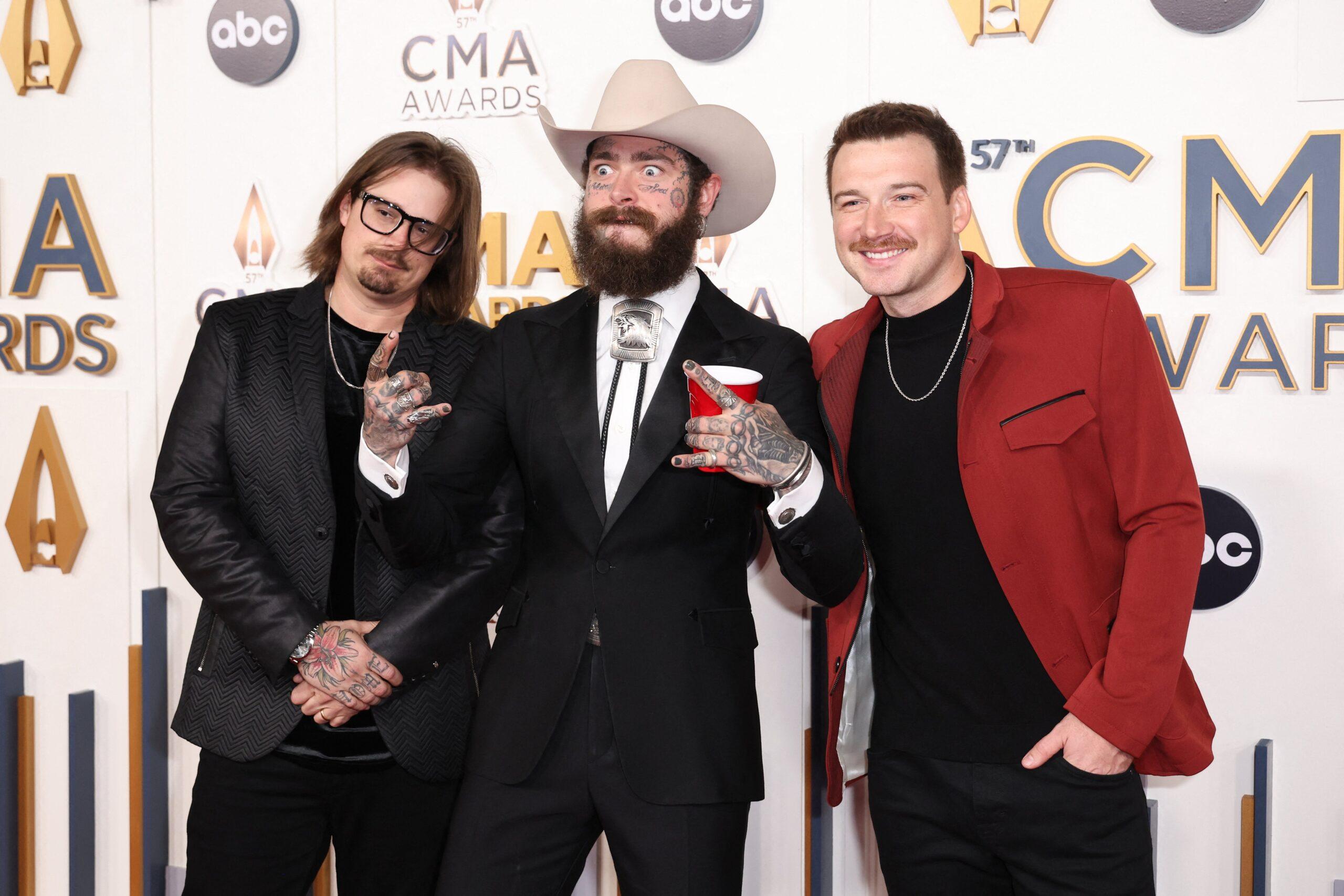 Post Malone, Morgan Wallen, and HARDY at 57th Annual CMA Awards - Arrivals