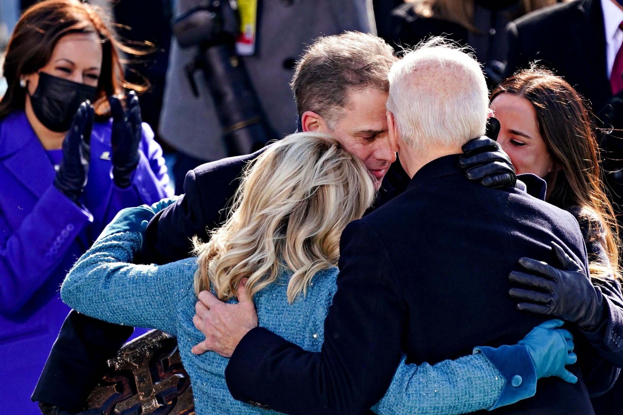 Hunter Biden hugging his family