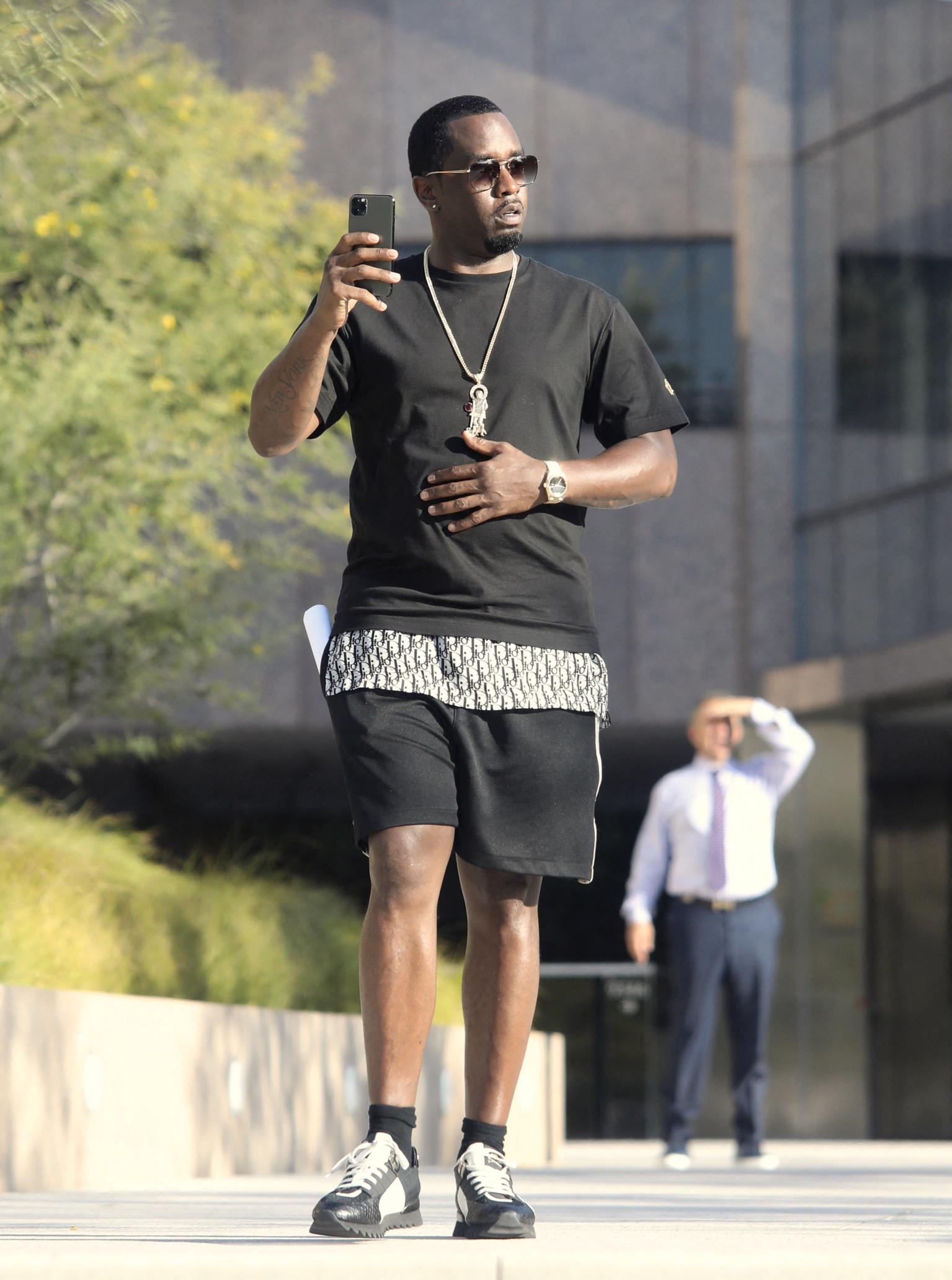 Sean Combs P.Diddy seen leaving a business meeting for REVOLT