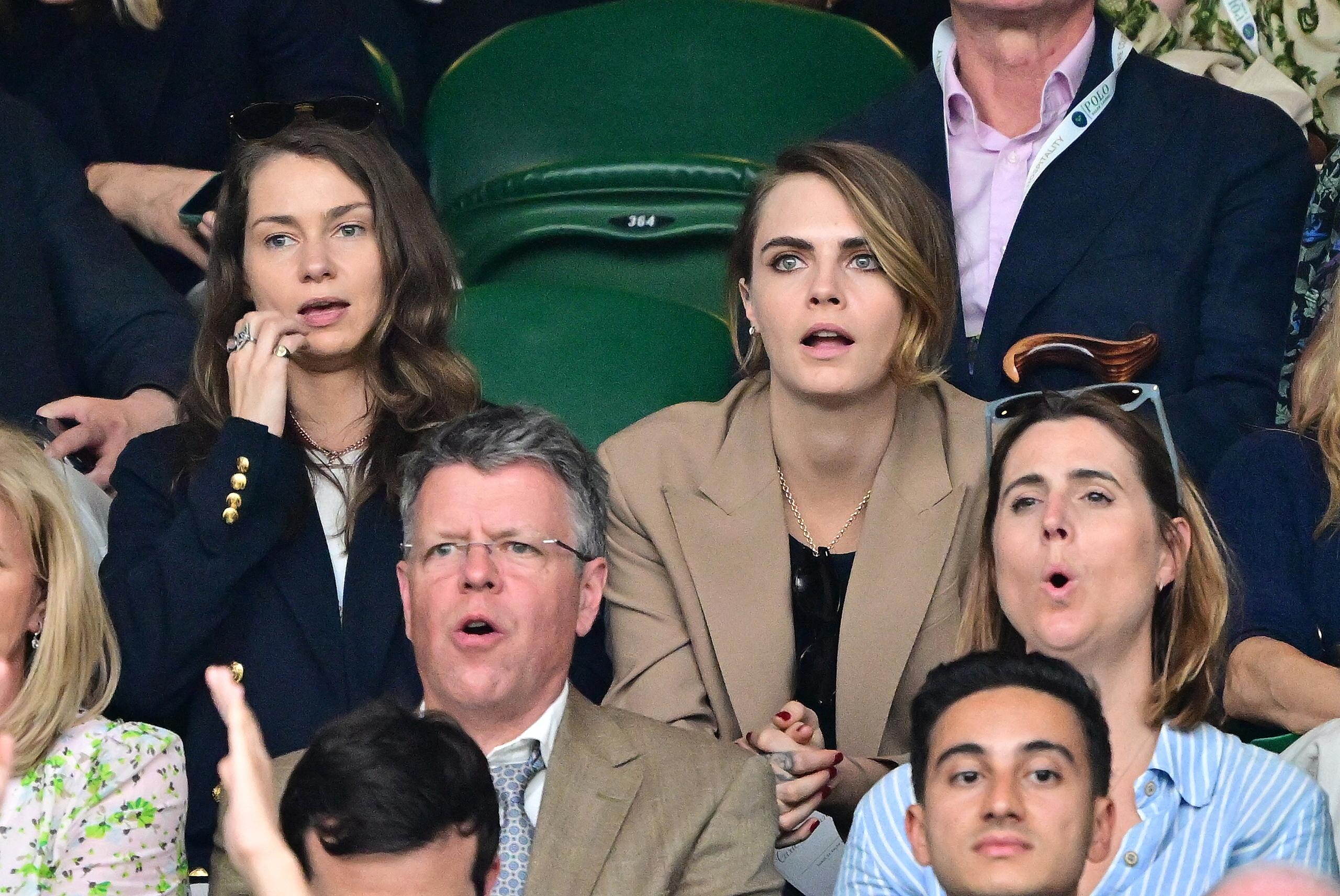 Cara Delevingne and girlfriend Minke sighted at Wimbledon 2023 - Day 8