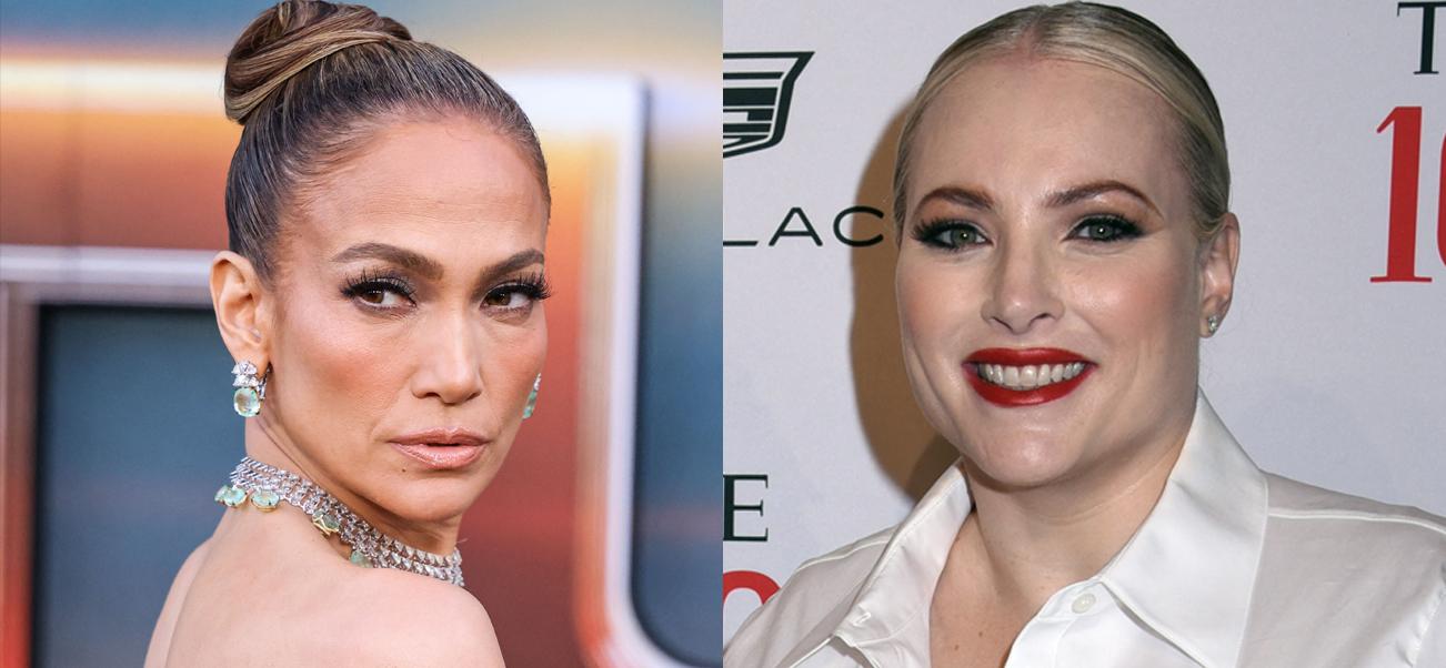 A collage of Jennifer Lopez and Meghan McCain posing on red carpets