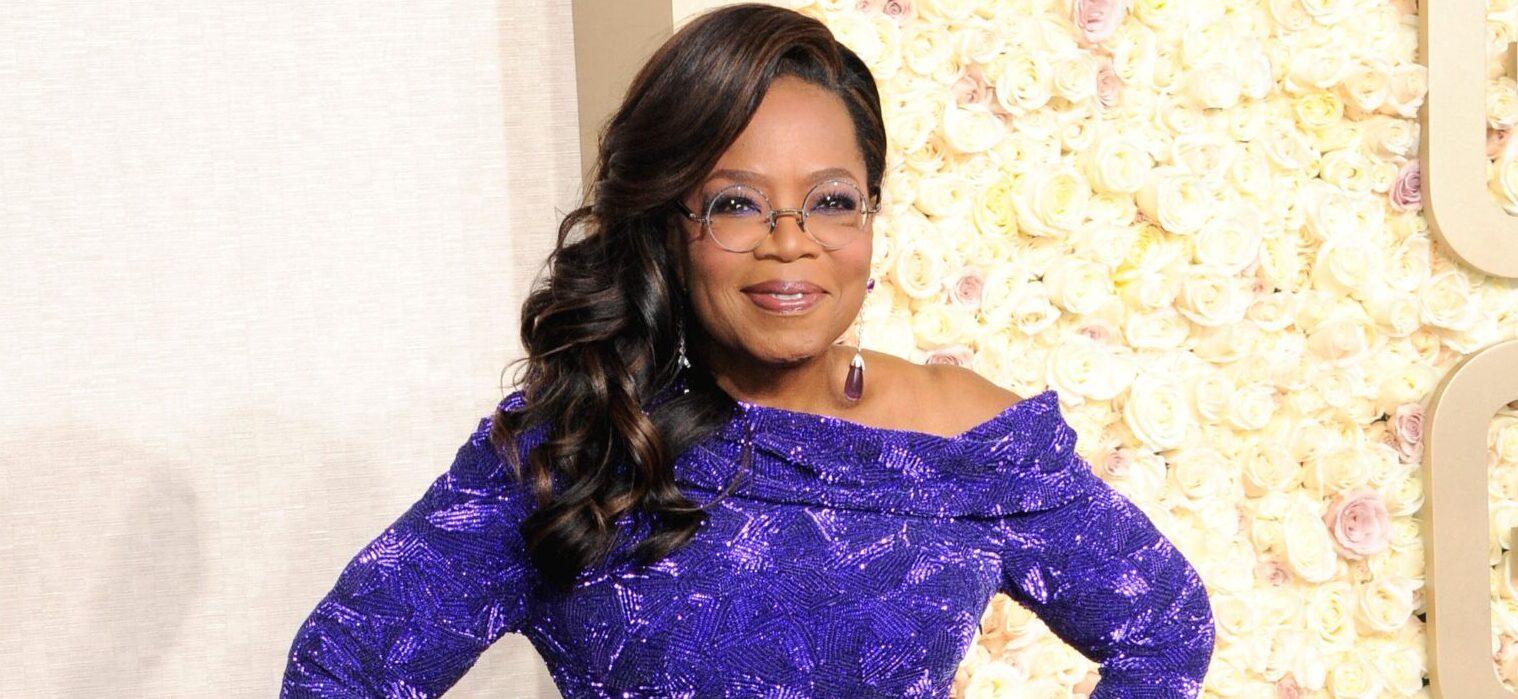 Oprah Winfrey poses on the red carpet at the 81st Annual Golden Globe Awards