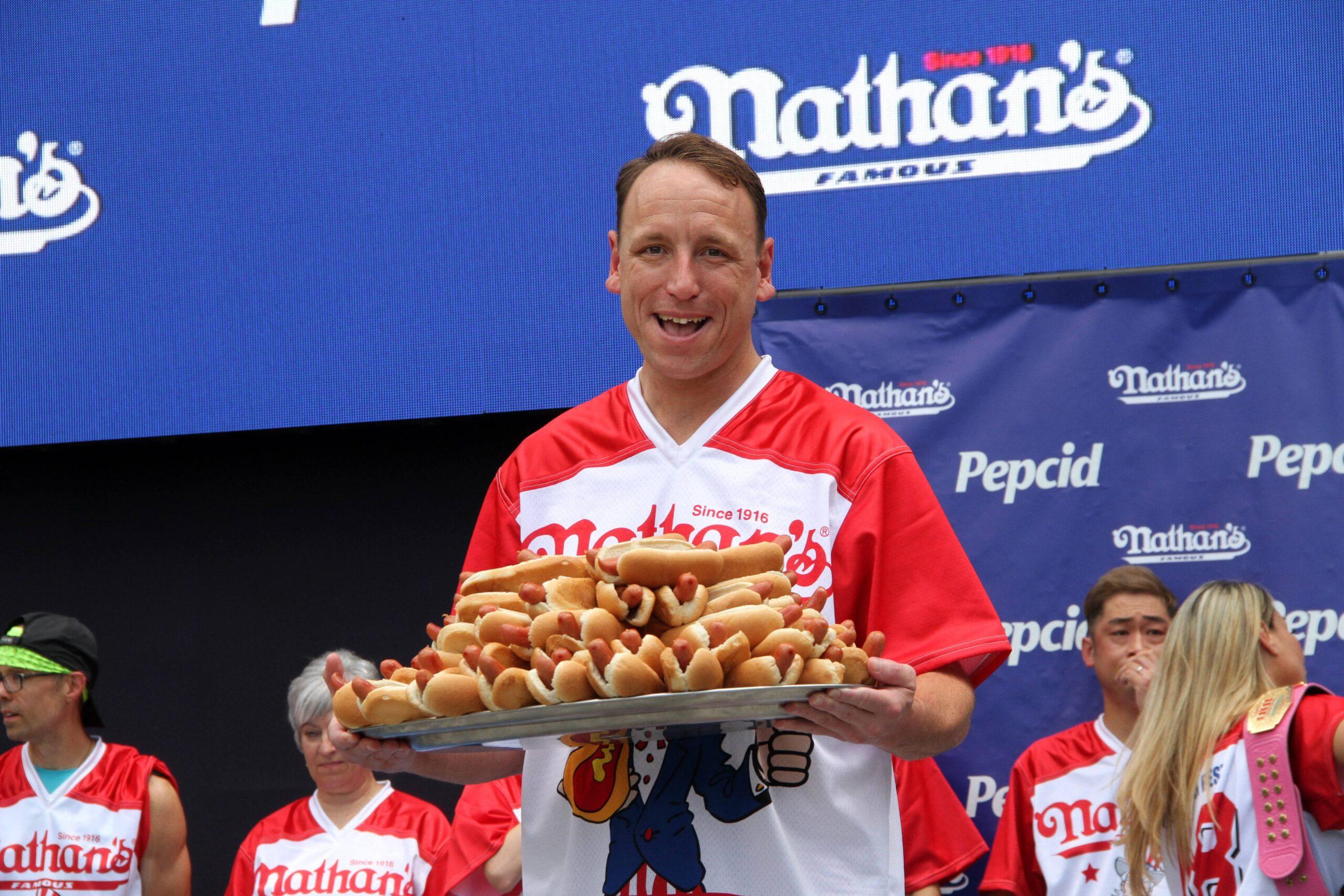 Joey Chestnut at Nathan's hot dog eating contest