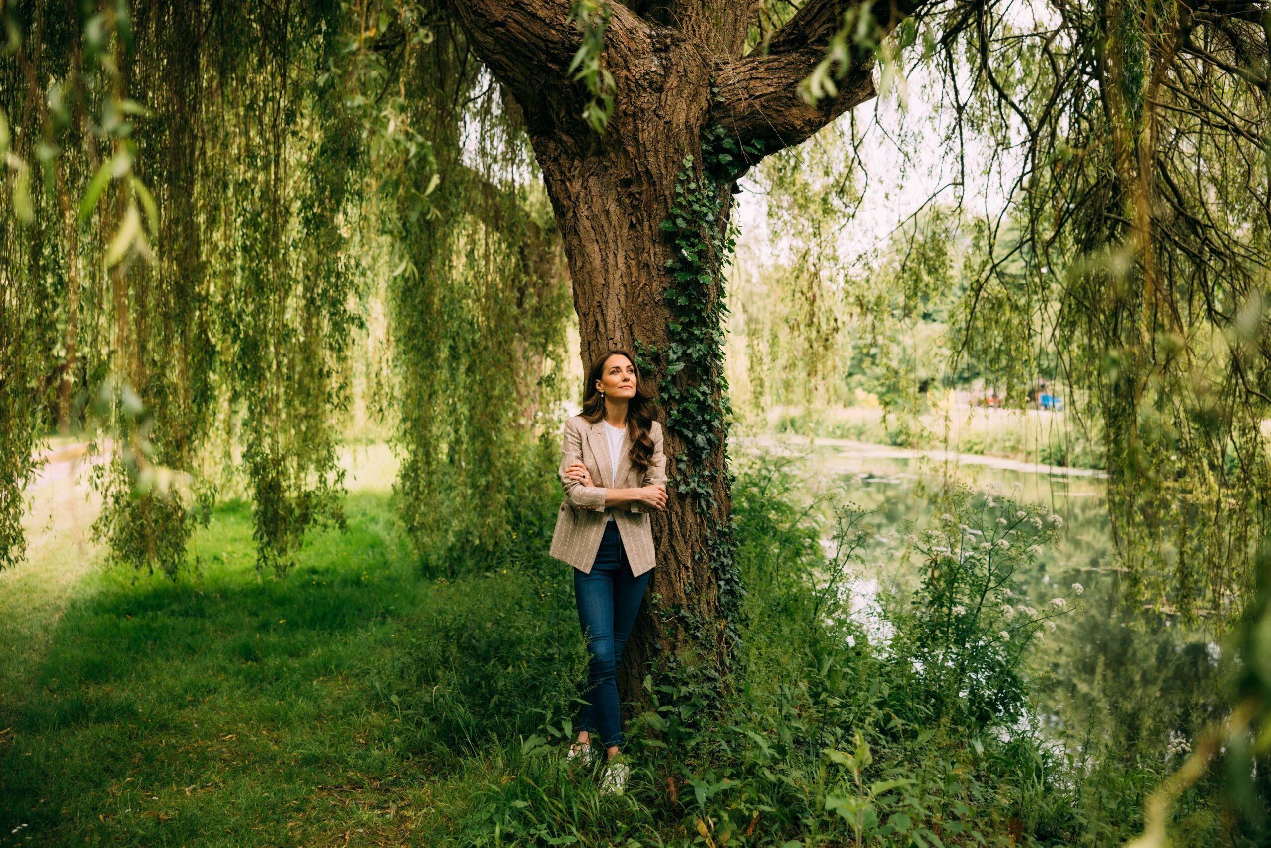 Princess of Wales, Kate Middleton, poses next to a tree, at her Windsor residence, June 14, 2024, in Windsor, Berkshire (UK).