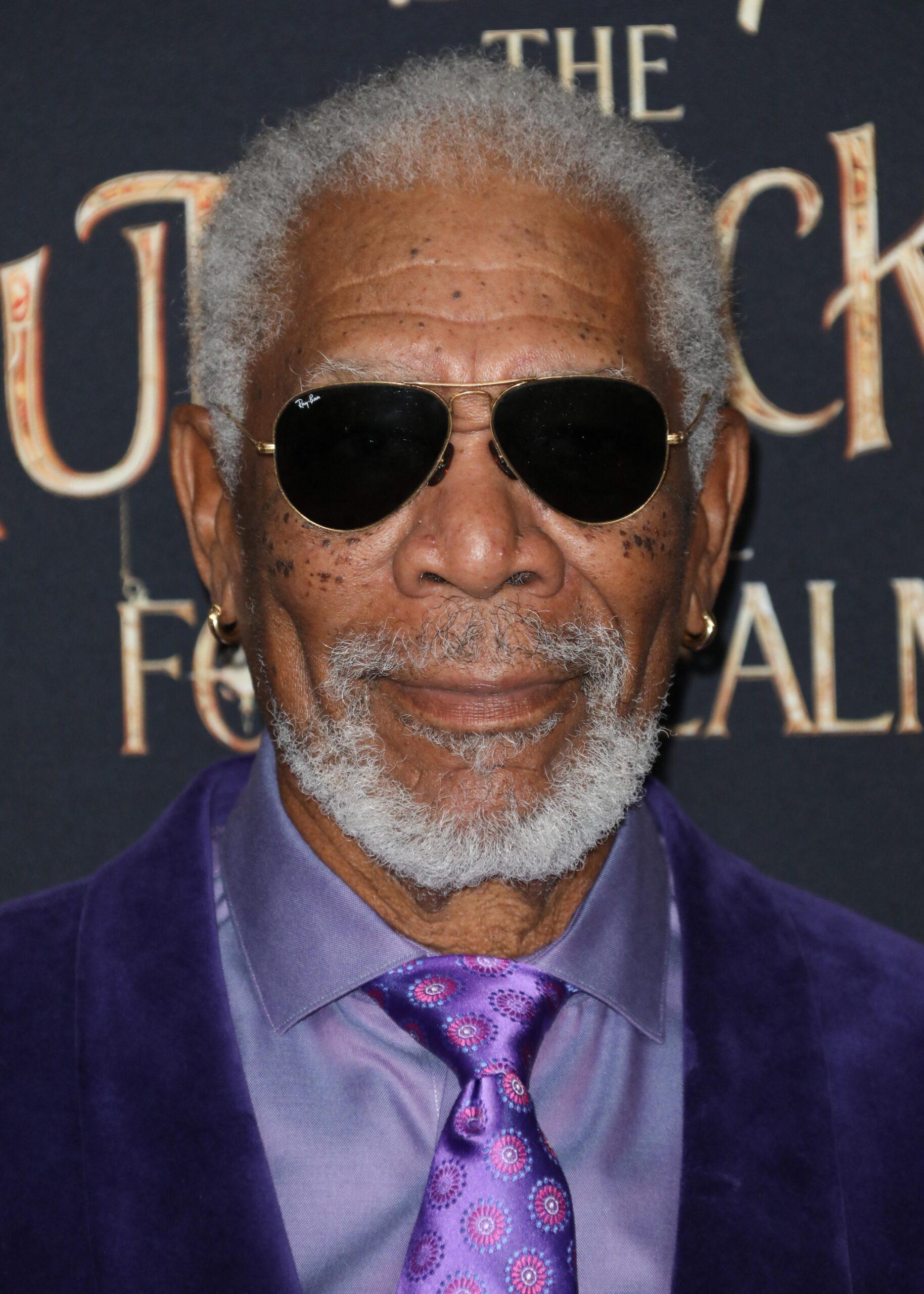 Close up of Morgan Freeman wearing sunglasses