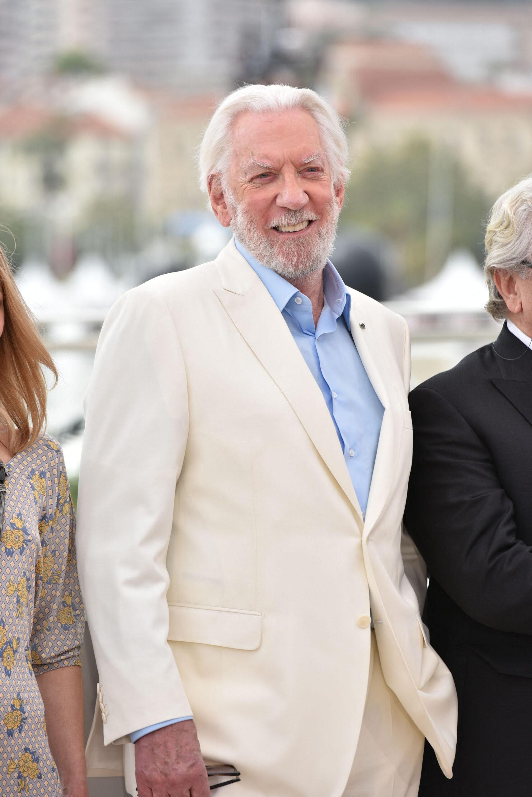 Donald Sutherland in a white tux