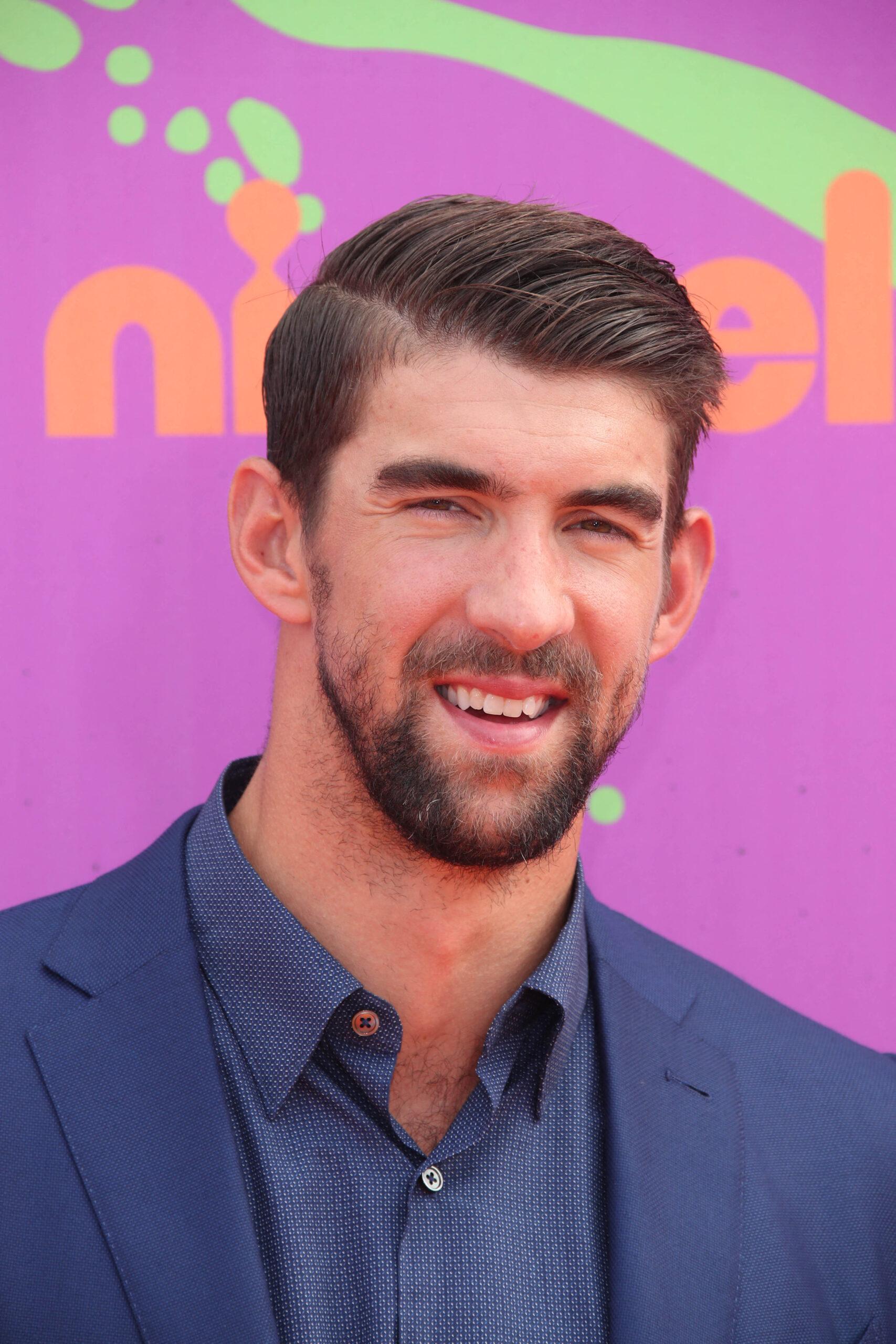 Michael Phelps arrives at the Nickelodeon Kids' Choice Sports Awards in Los Angeles