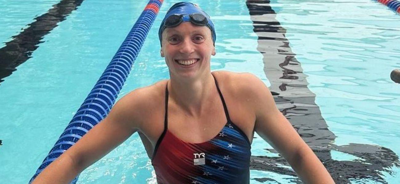 Katie Ledecky swimming in the pool