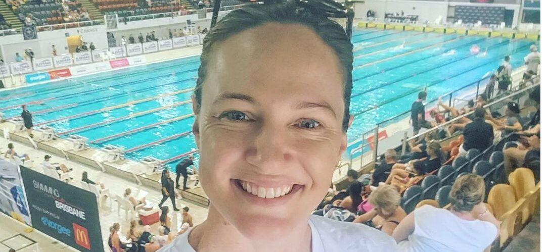 Cate Campbell selfie in front of a pool