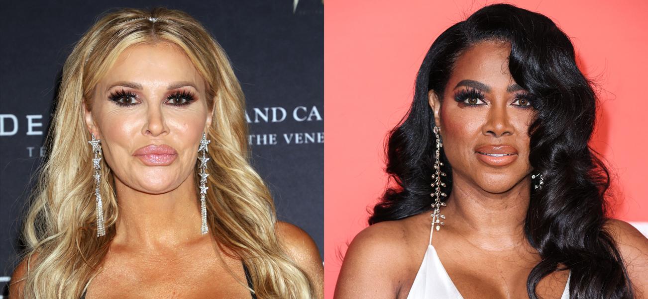A collage of Brandi Glanville and Kenya Moore possing on separate red carpet event