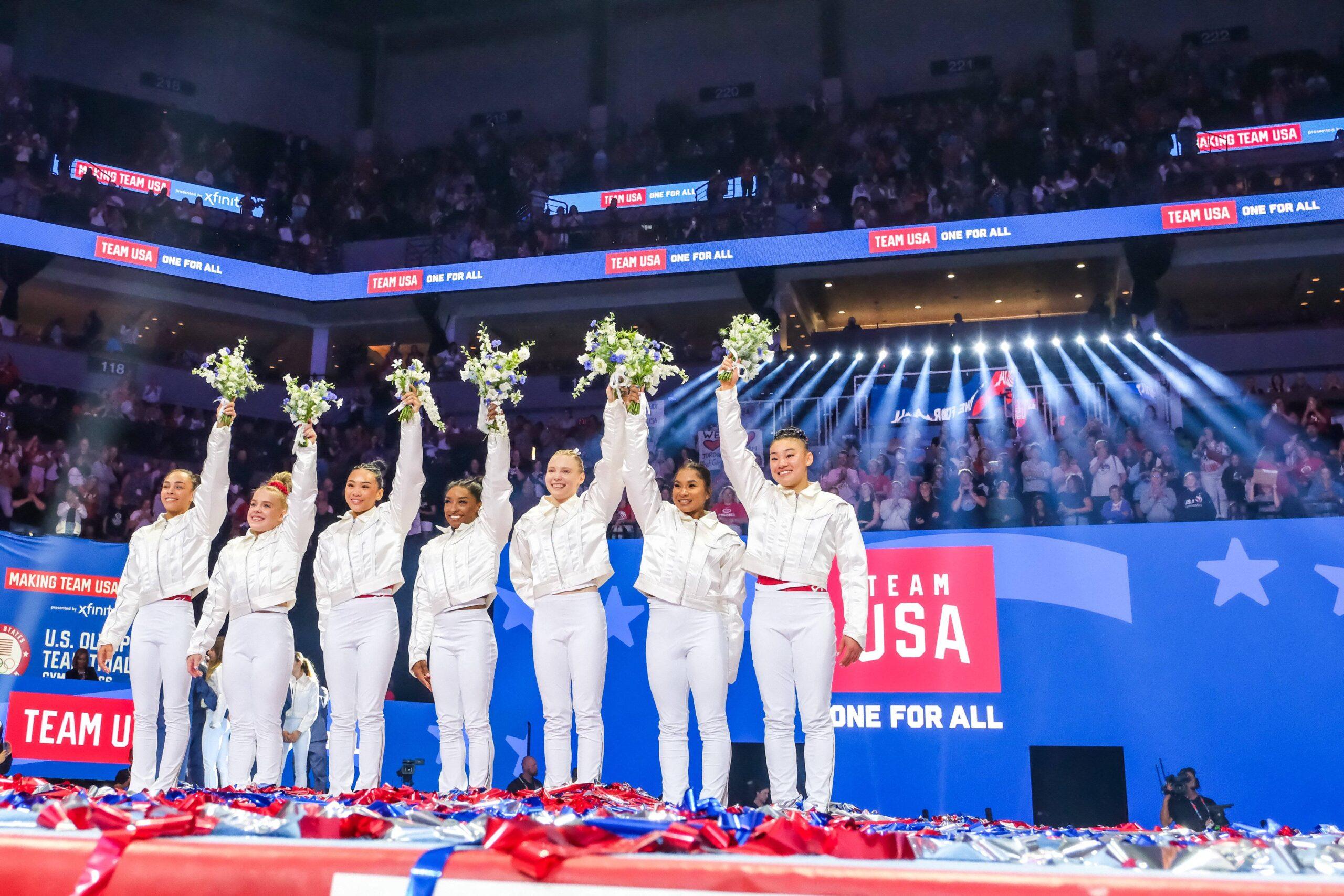 Team USA celebrating at the 2024 Olympic Trials