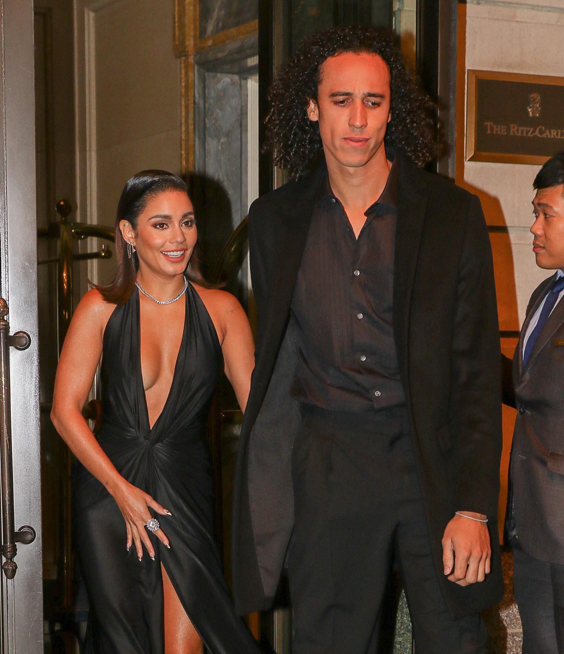 Vanessa Hudgens and Cole Tucker seen leaving The Ritz-Carlton Hotel in New York City On Nov 15, 2021