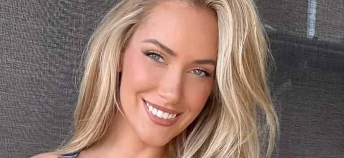 Paige Spiranac smiles close up