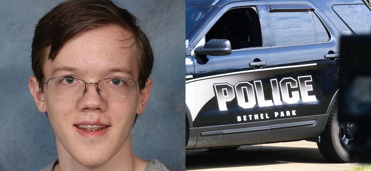 Thomas Matthew Crooks yearbook photo (left) Police car outside of Thomas Matthew Crooks' home (right)