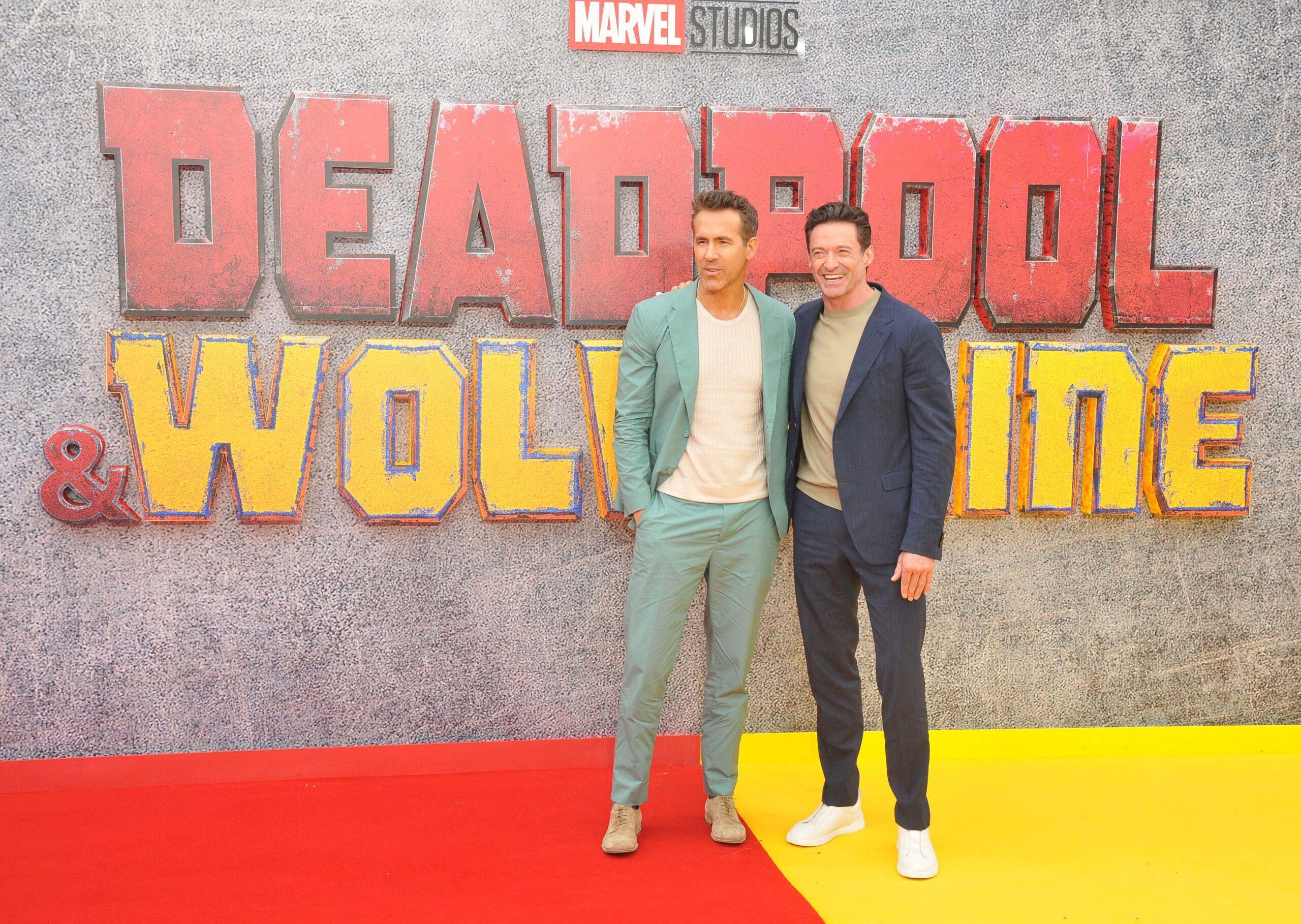 Ryan Reynolds e Hugh Jackman em uma prévia do Reino Unido 