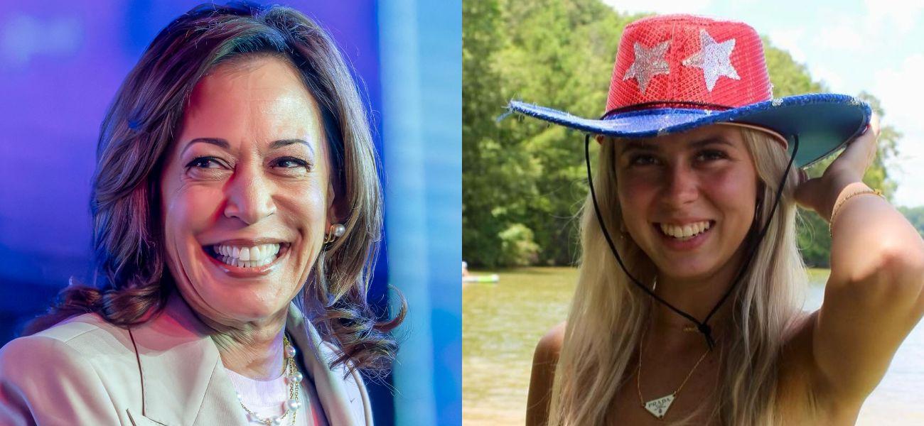 Kamala Harris (left) Hawk Tuah Girl (right)