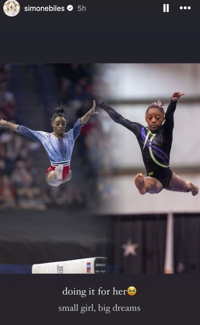 Simone Biles compartilha uma foto de infância no Instagram