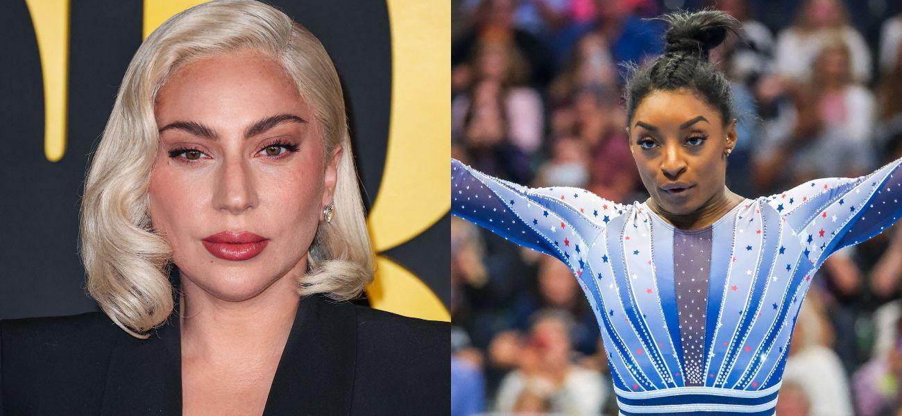 Lady Gaga (left) Simone Biles (right)