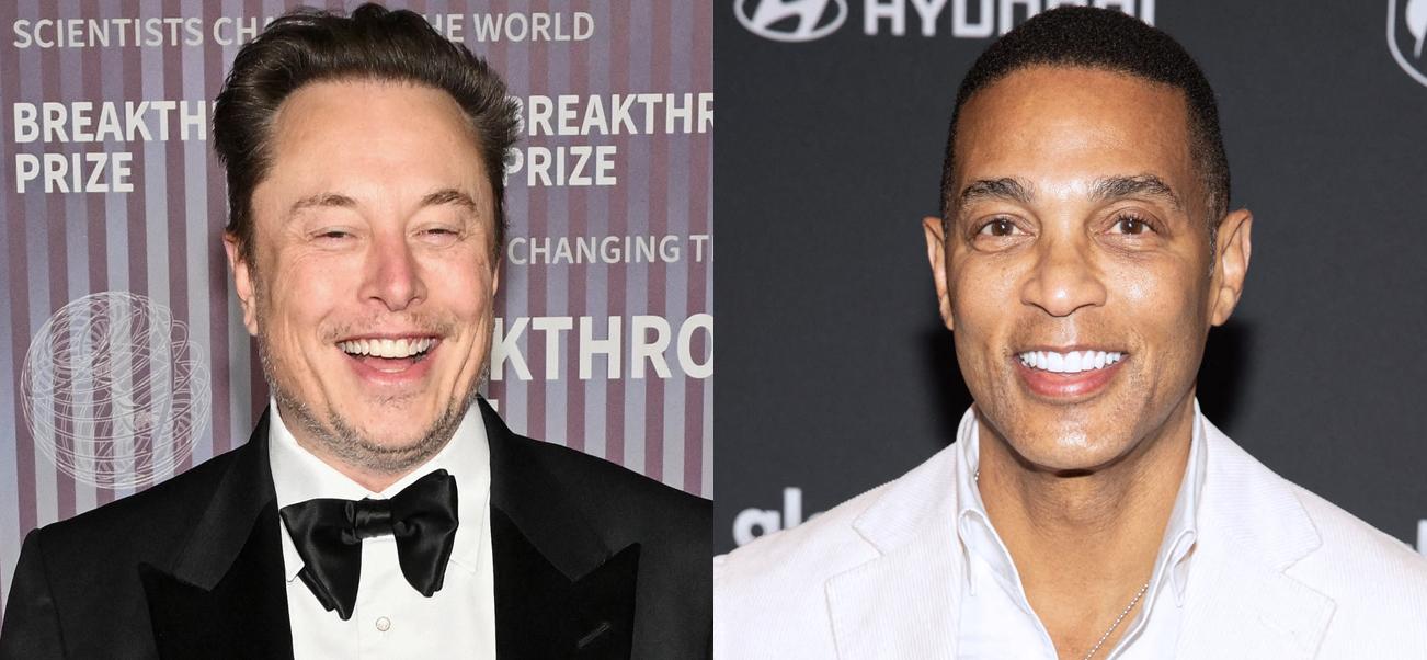 A collage of Elon Musk and Don Lemon's portraits