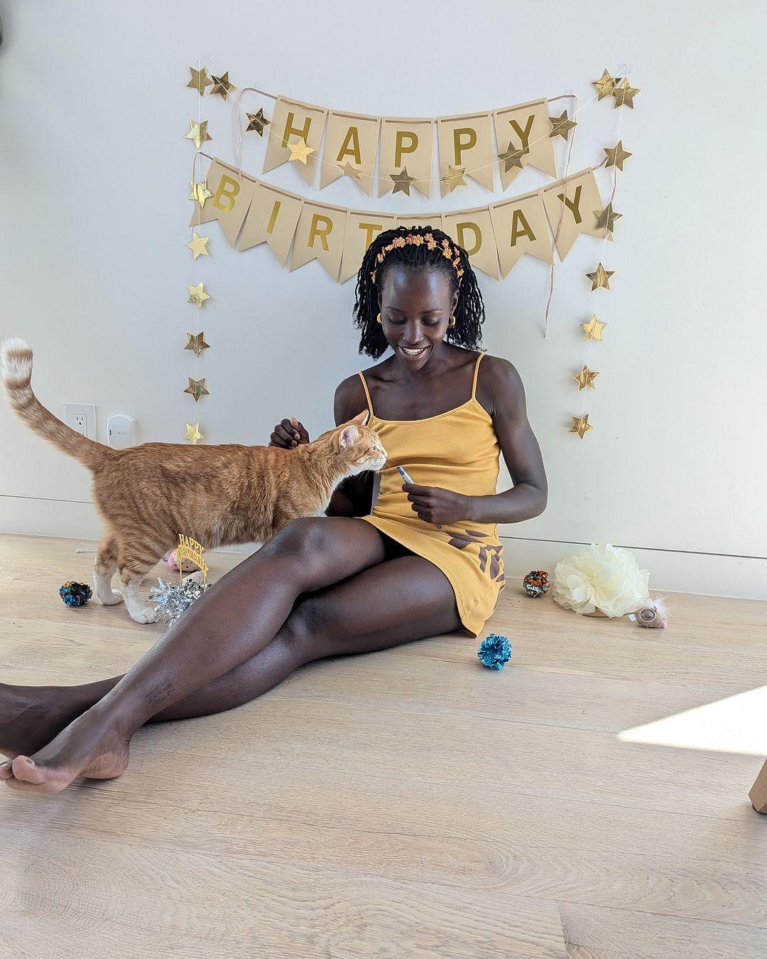 Lupita Nyong'o and her cat